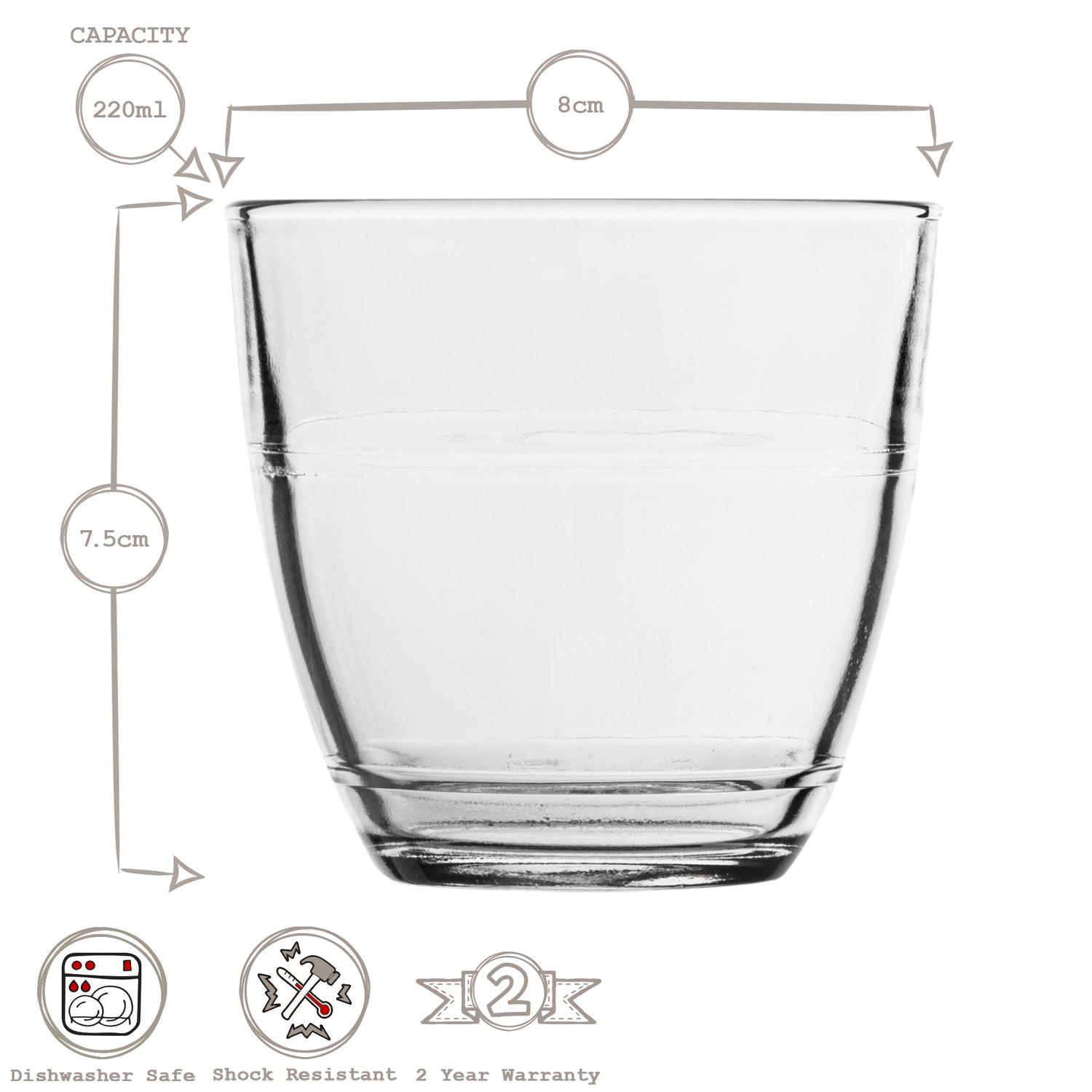 Duralex Gigone Glass Drinking Tumbler - 220ml