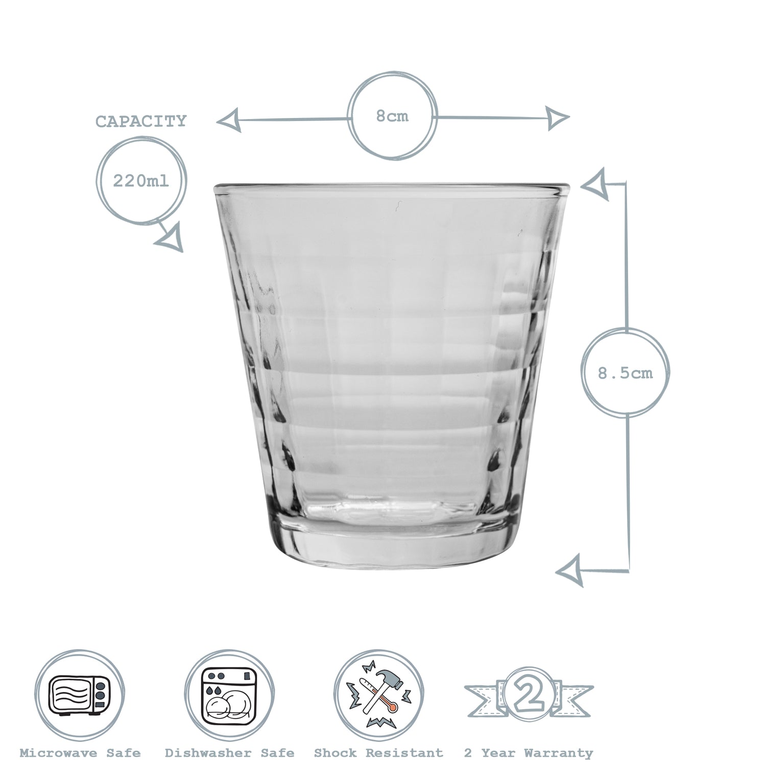 Duralex Prisme Glass Drinking Tumbler - 220ml
