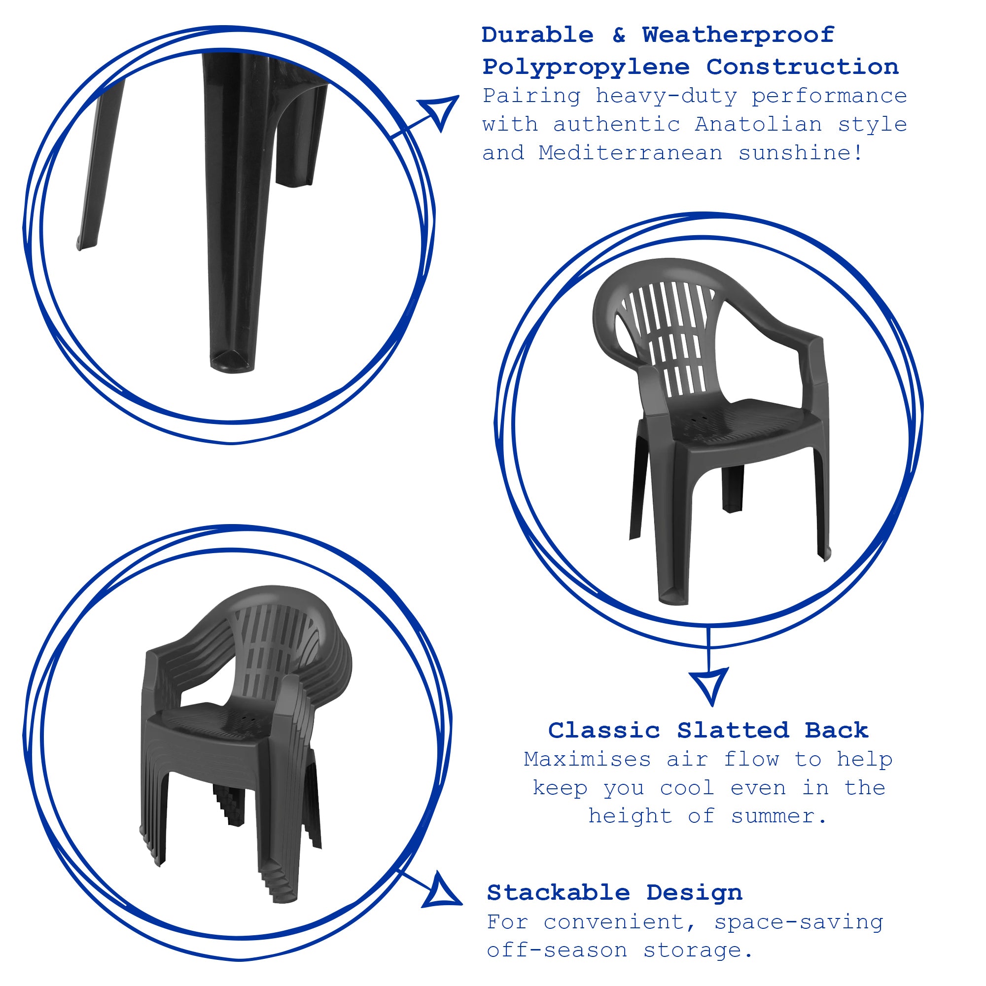 Milas Garden Dining Chair - Anthracite
