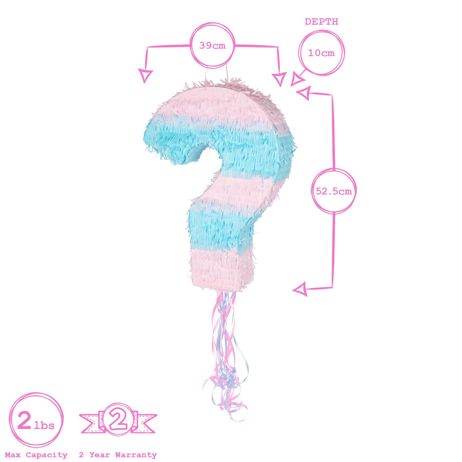 2pc Gender Reveal Pull String Pinata Set with Blindfold