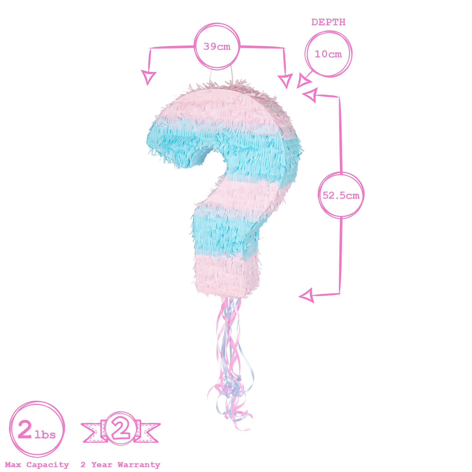 2pc Gender Reveal Pull String Pinata Set with Blindfold