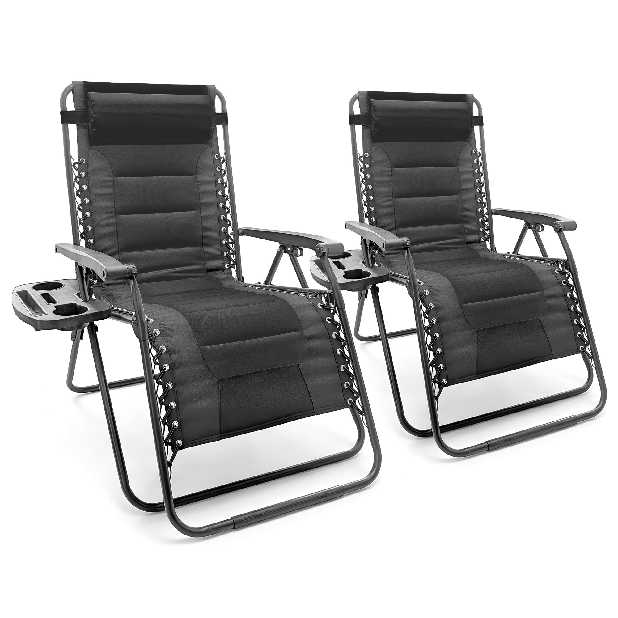 2 Piece Padded Zero Gravity Chair Set - Black