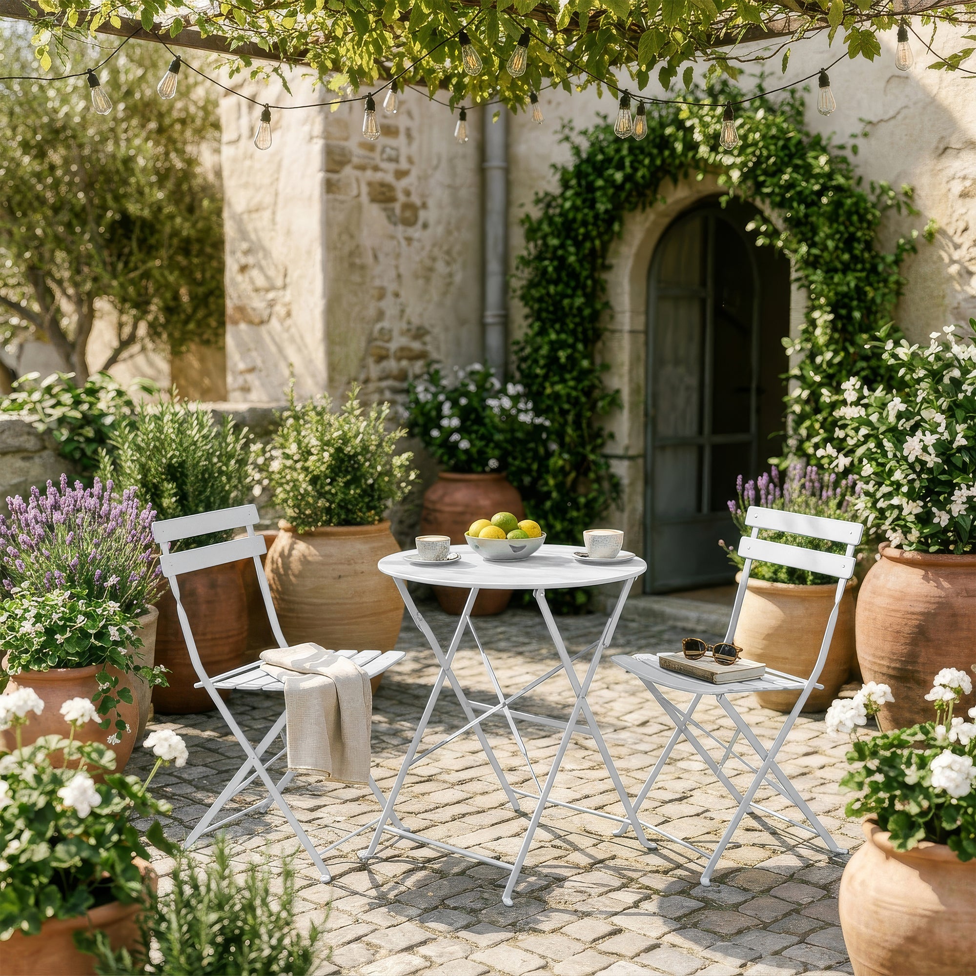 2 Seater Sussex Bistro Set - Round - White