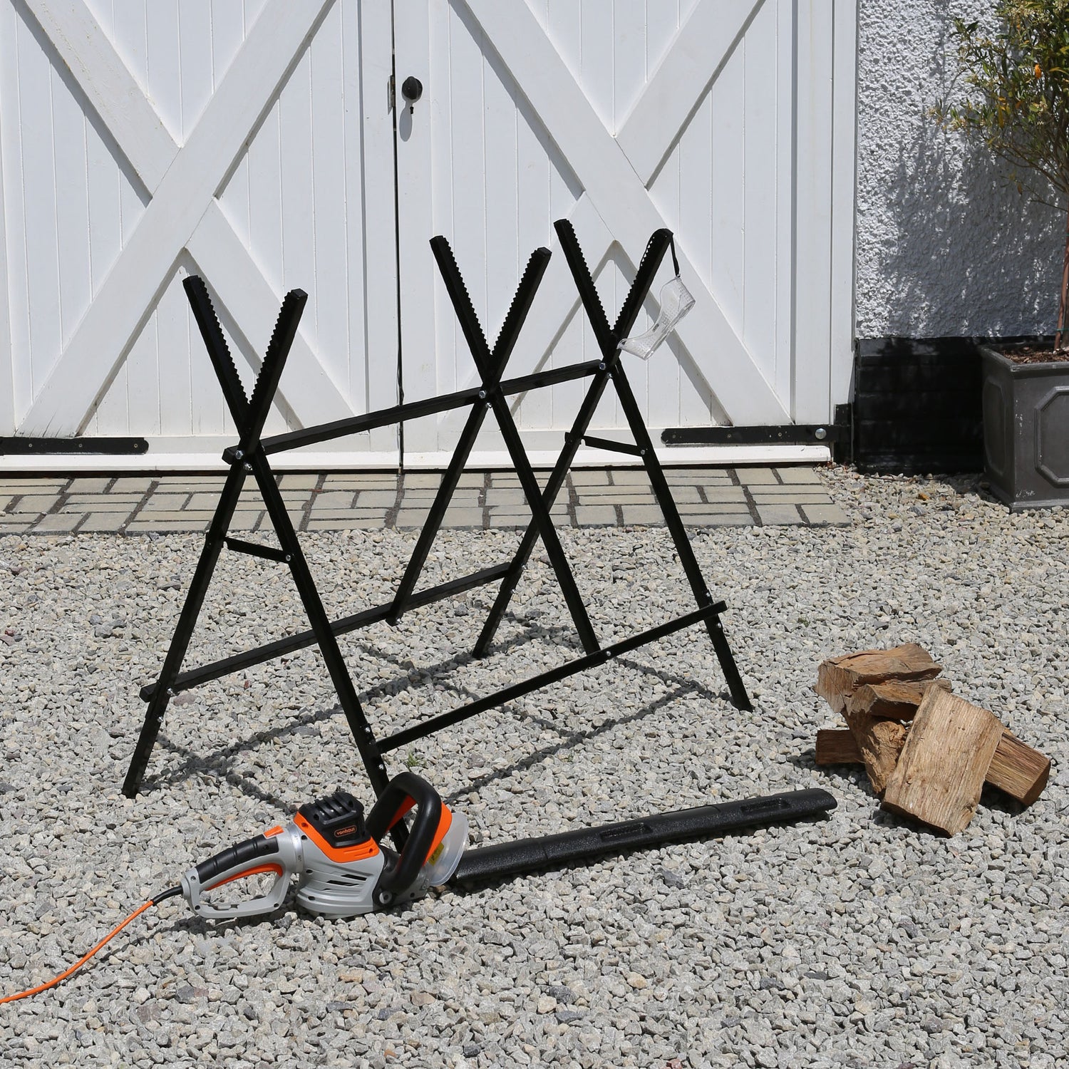 Black Folding Iron Log Saw Horse