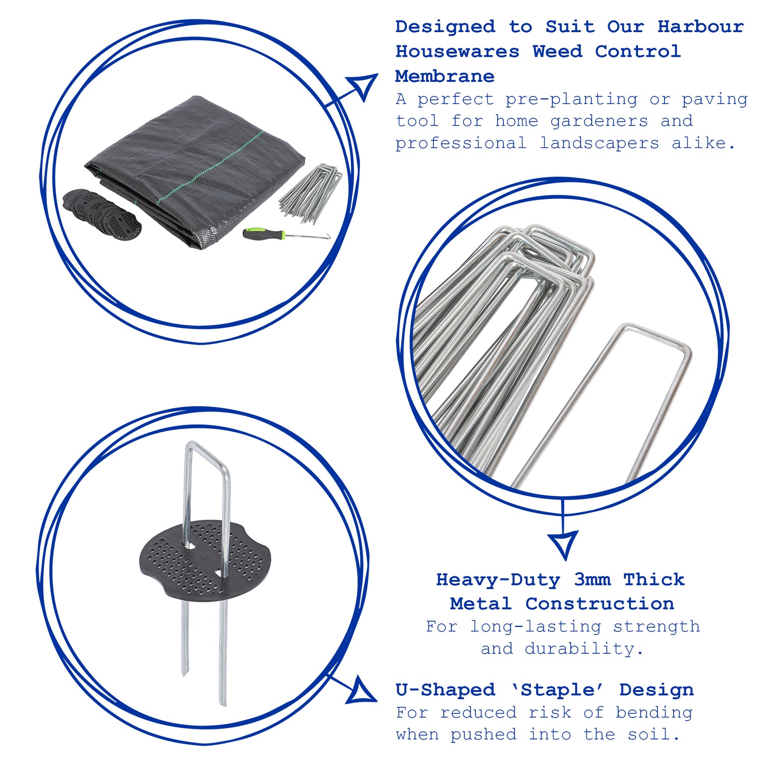 U-Shaped Weed Control Membrane Pegs - 6" (150mm)