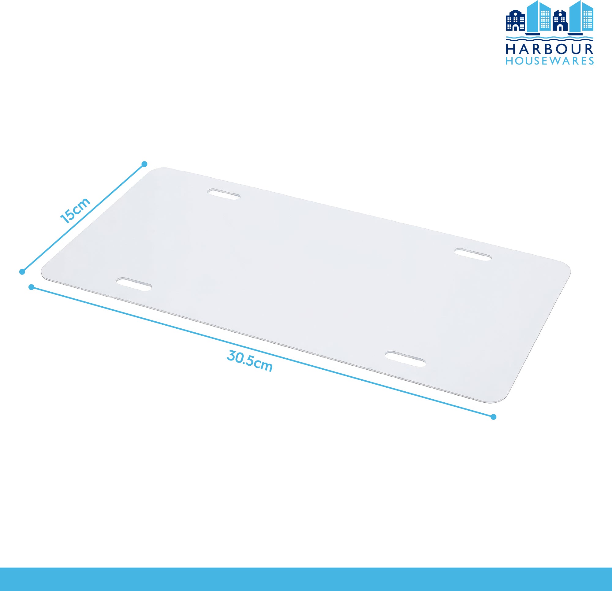 Rectangular Aluminium Blank License Plate - 30.5 x 15cm - White