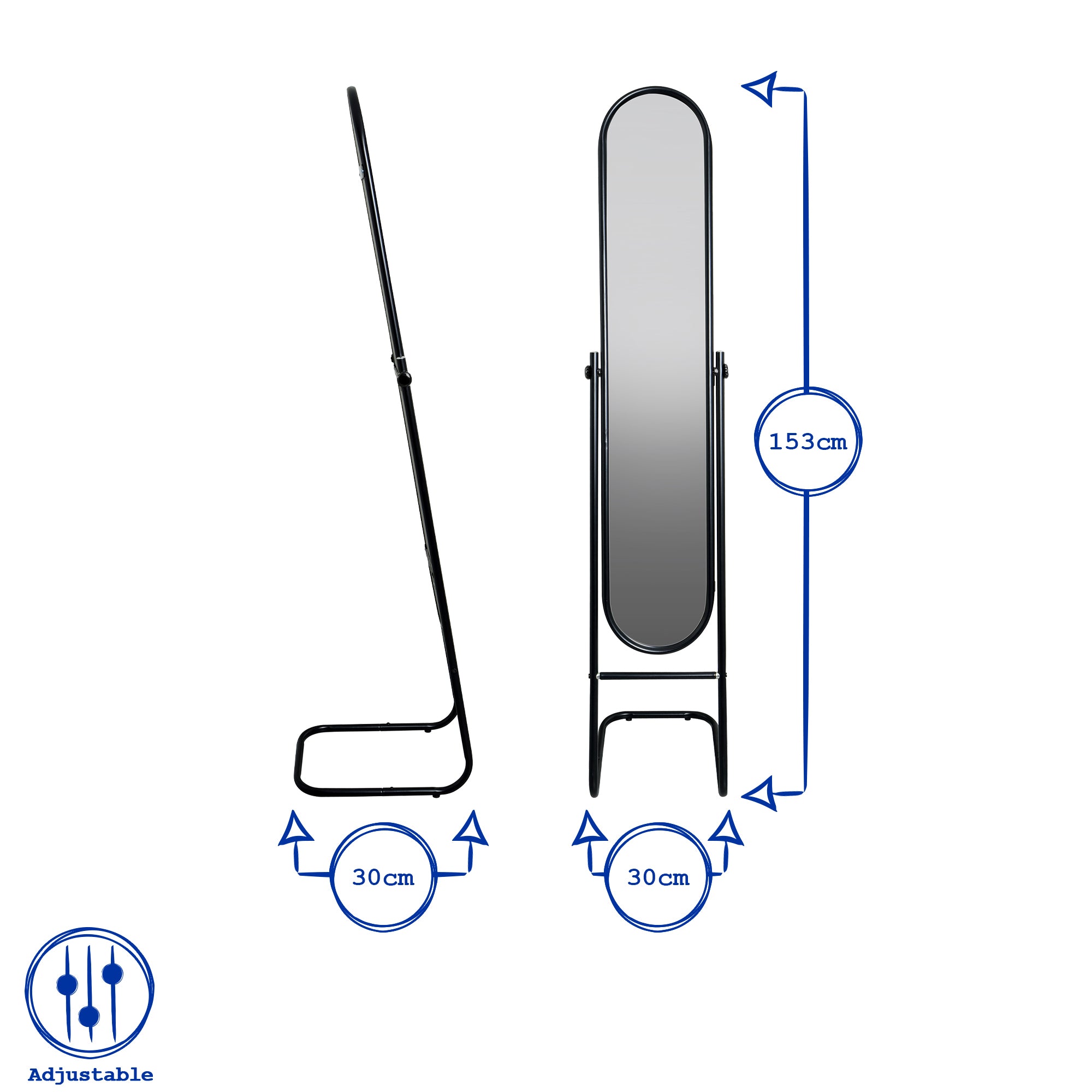 153cm x 30cm Round Full-Length Mirror