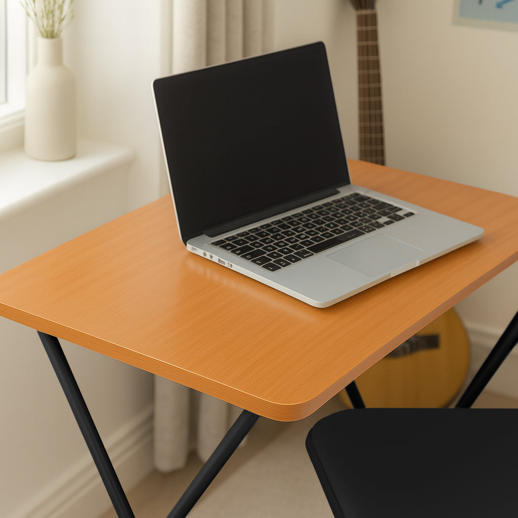 Harbour Housewares Folding Computer Desk - Natural Wood and Black