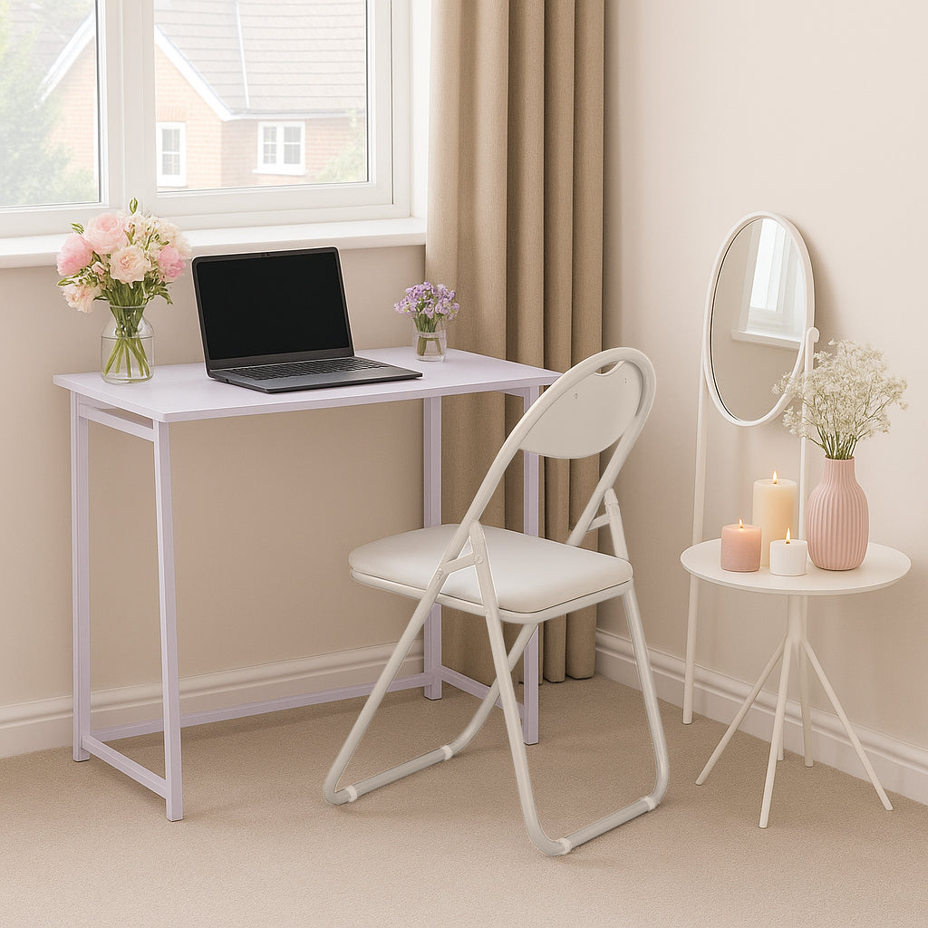 Harbour Housewares Folding Space Saver Desk - White