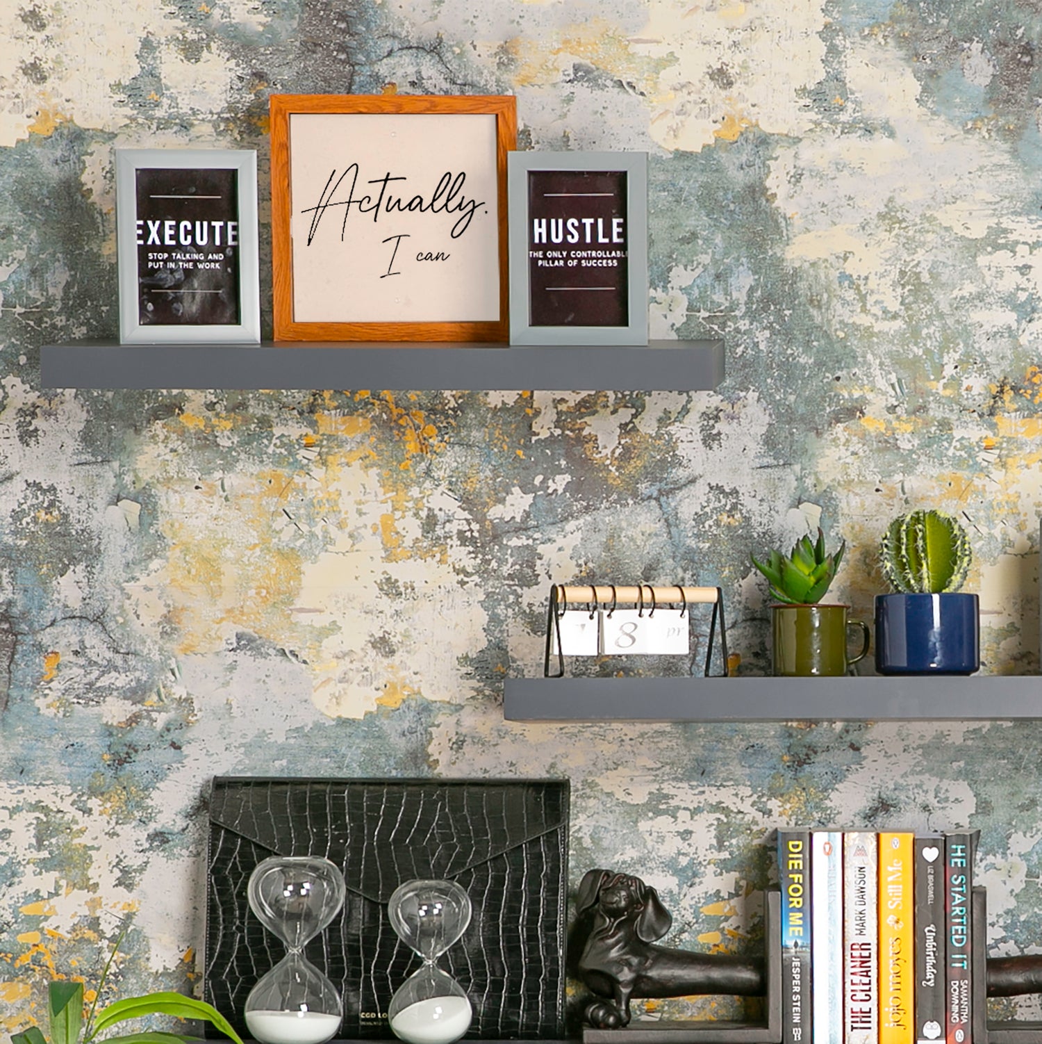 Medium Rectangular Wooden Floating Wall Shelf - 60cm - Grey