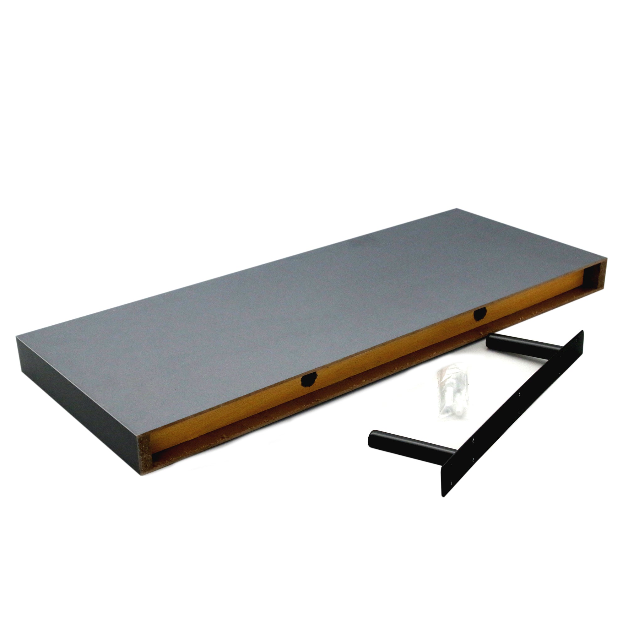 Medium Rectangular Wooden Floating Wall Shelf - 60cm - Grey