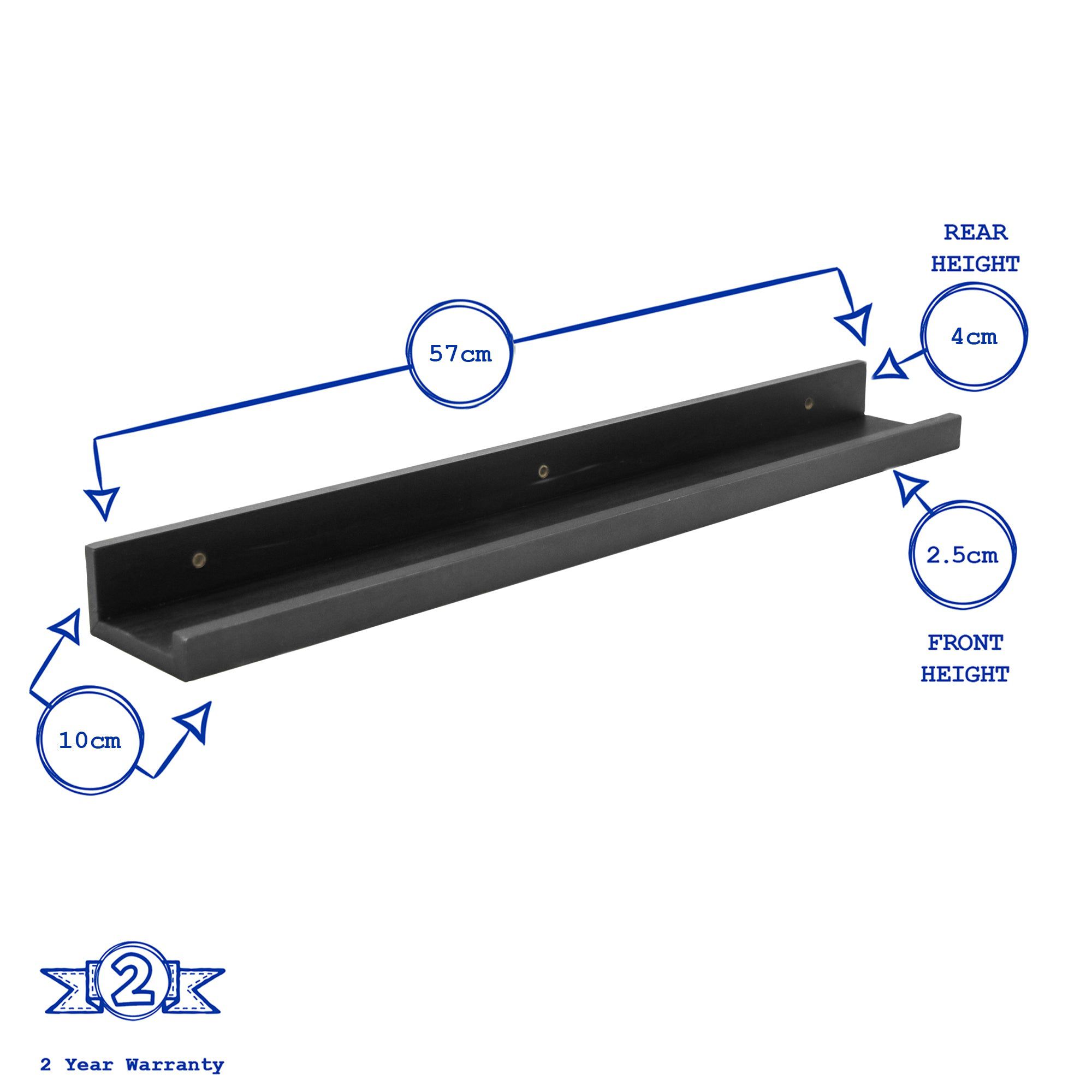 57cm Floating Picture Ledge Wall Shelf - Black