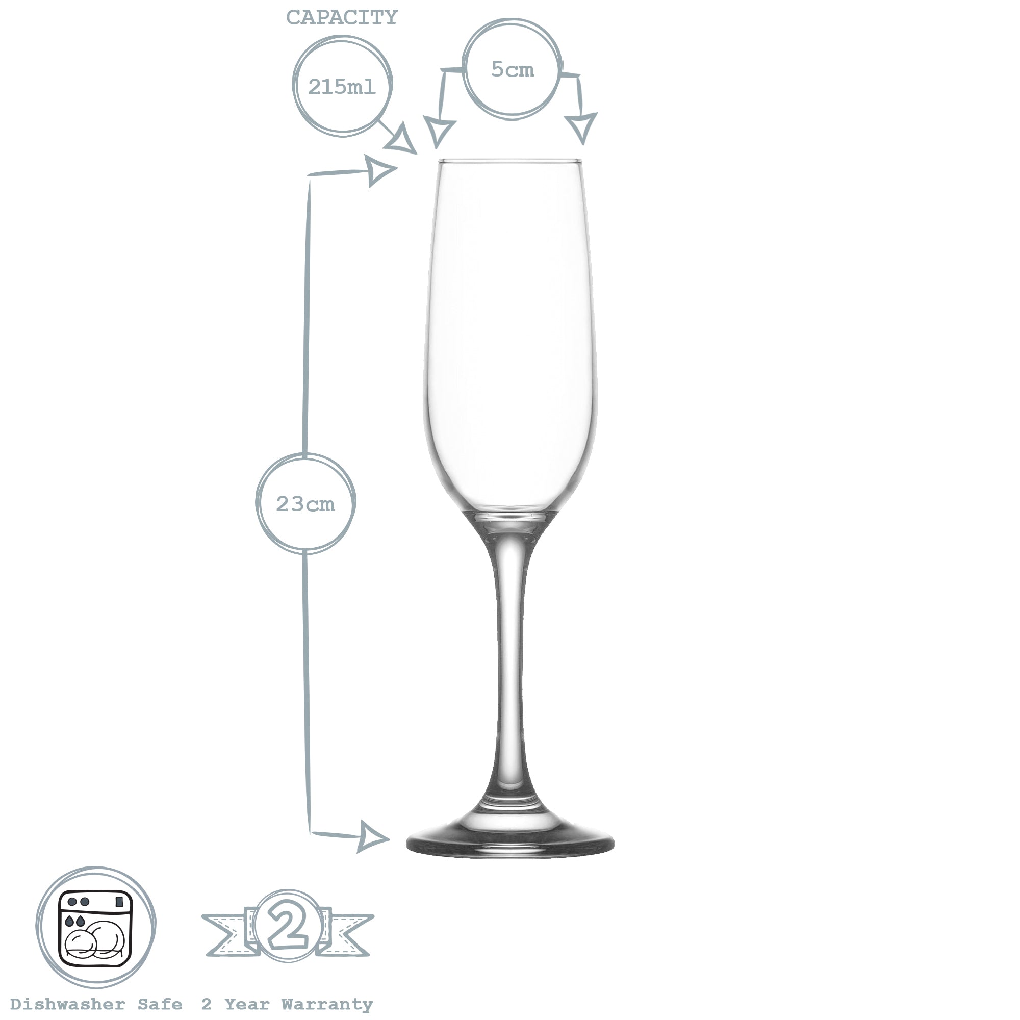 215ml Fame Glass Champagne Flute - Full Colour
