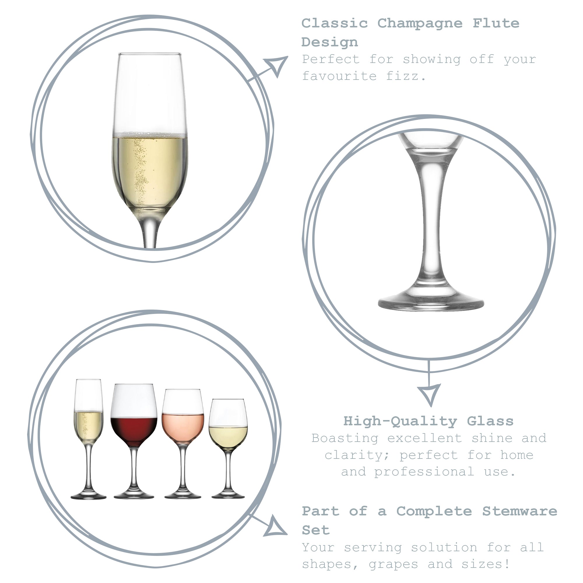 215ml Fame Glass Champagne Flute - Full Colour
