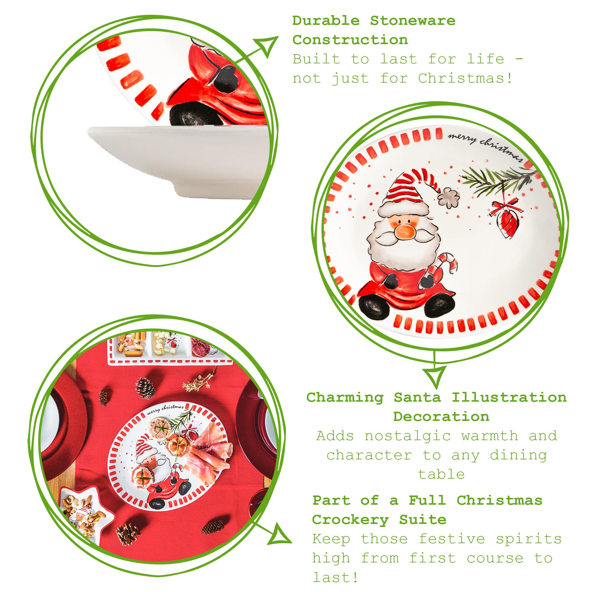 Father Christmas Stoneware Serving Platter - 31cm