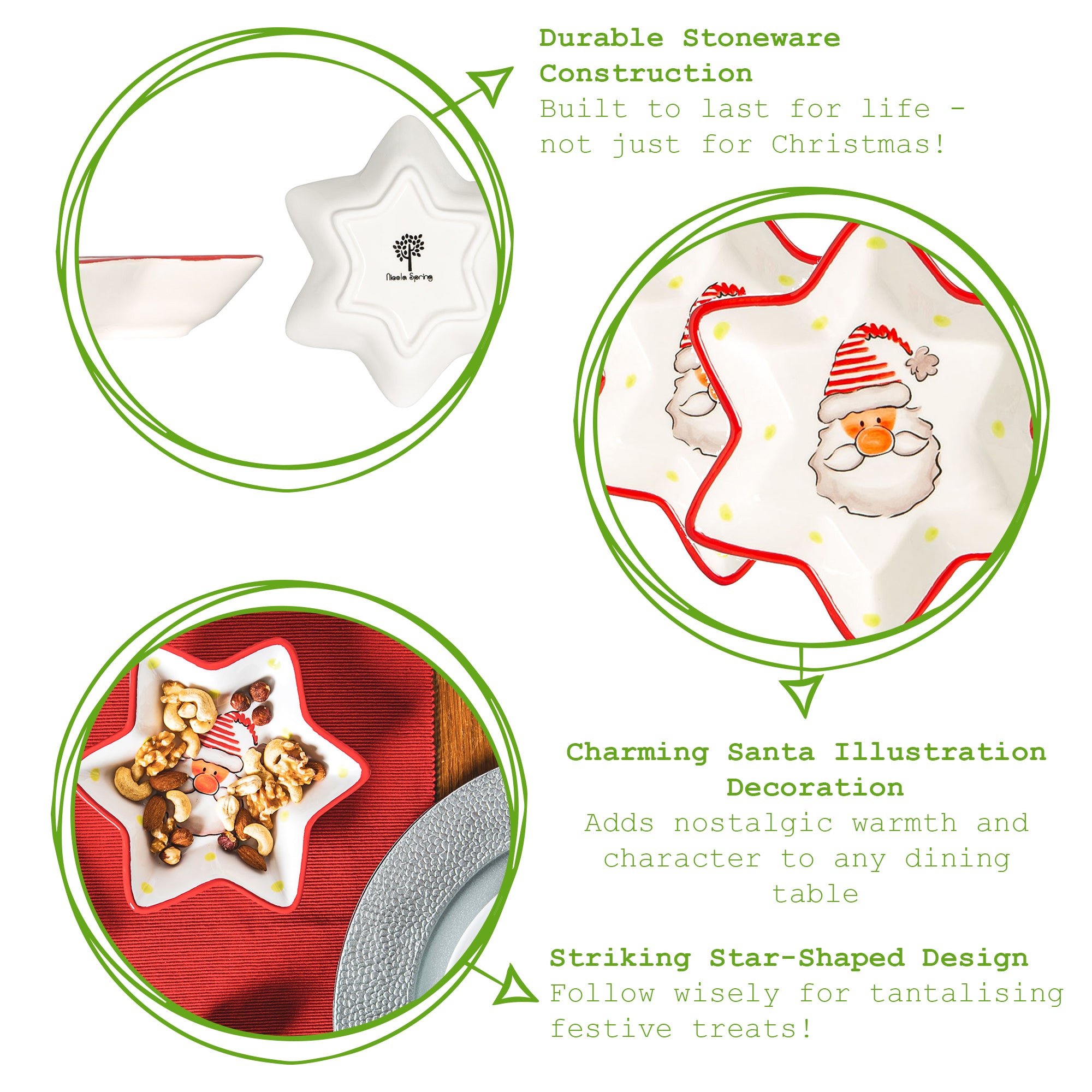 Father Christmas Stoneware Star Serving Plate - 18cm