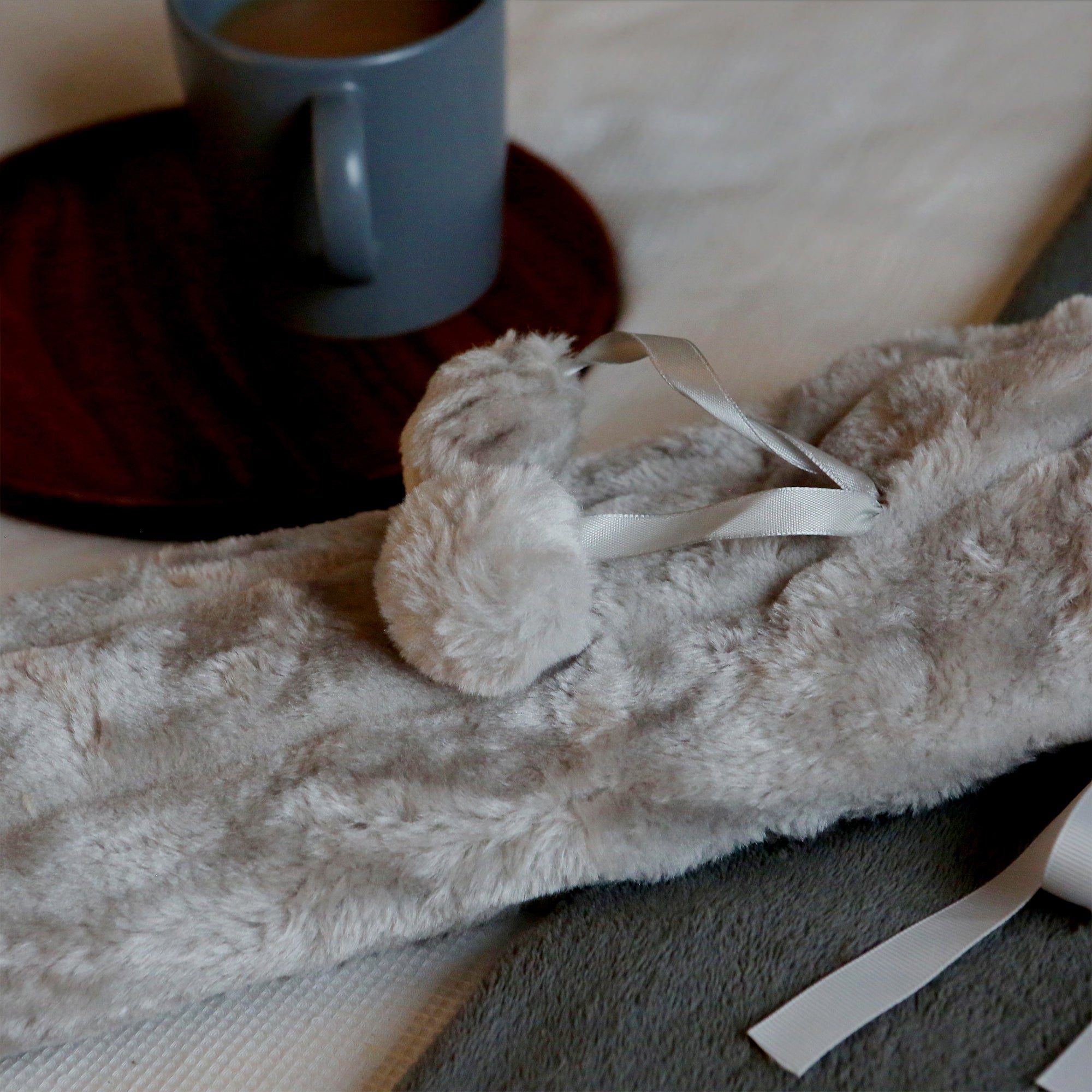 Long Hot Water Bottle Cover - Faux-Fur - Grey