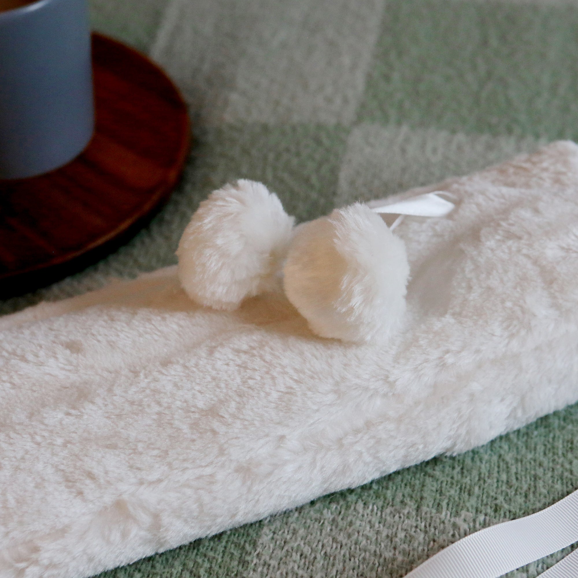 Long Hot Water Bottle Cover - Faux-Fur - Cream