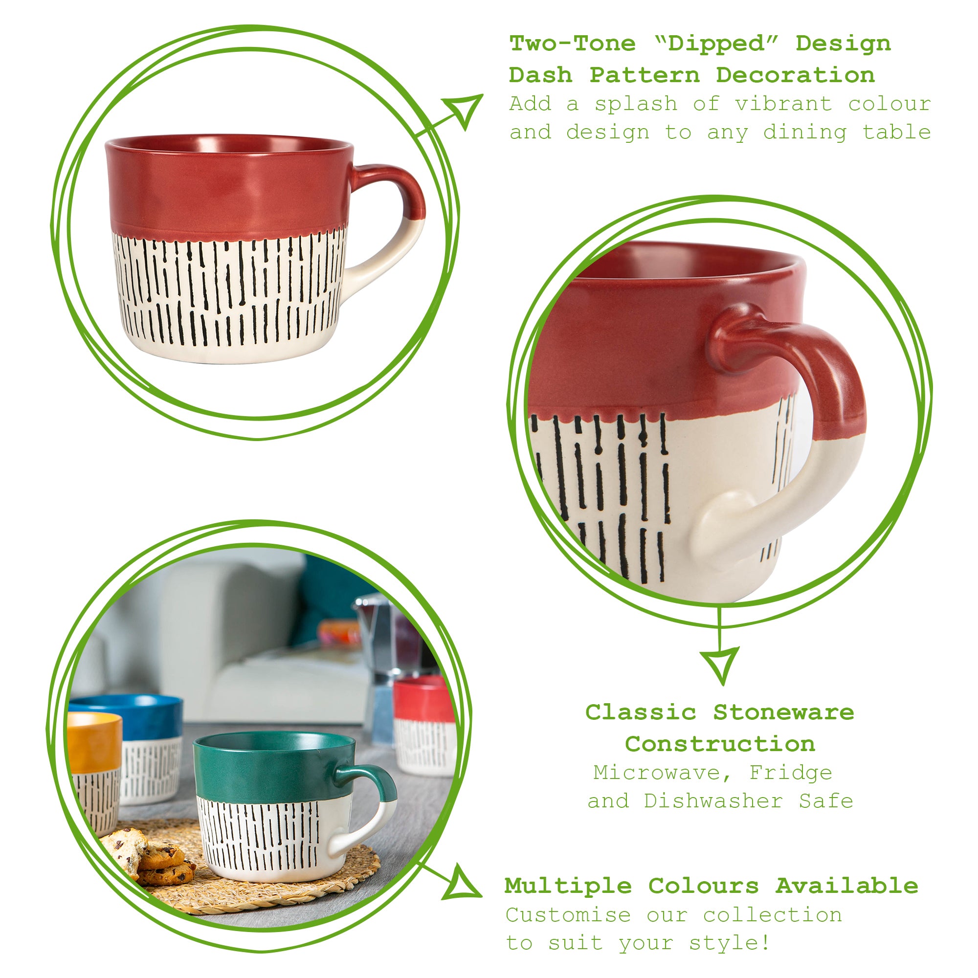 Dipped Dash Stoneware Coffee Mug - 450ml - Red