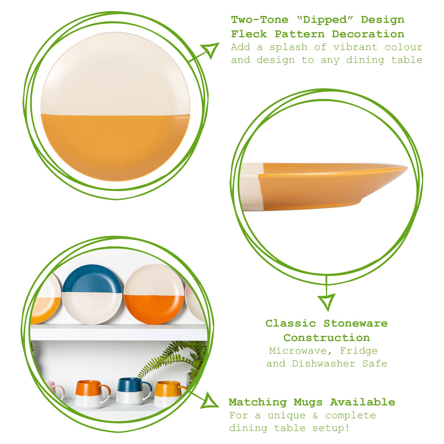 Dipped Stoneware Side Plate - 20.5cm - Mustard