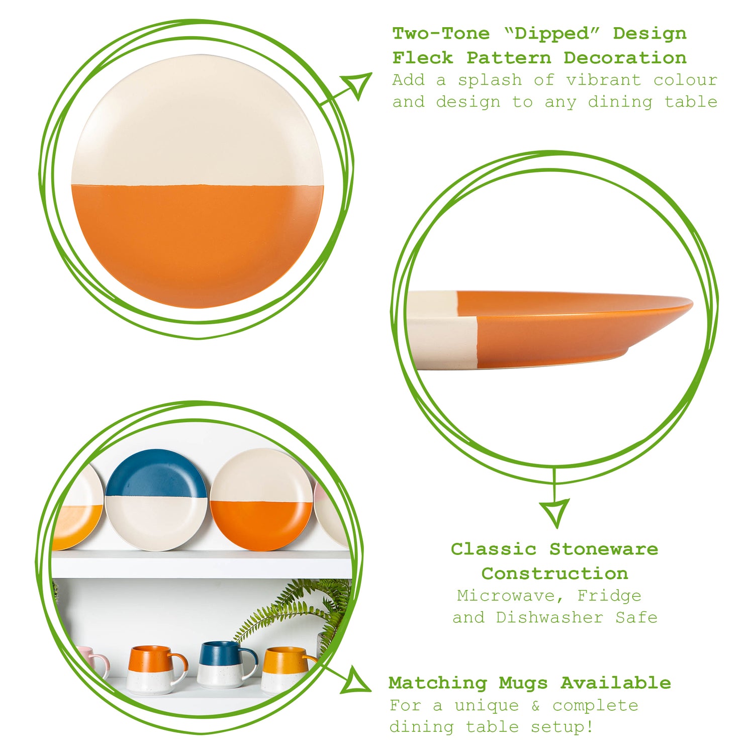 Dipped Stoneware Side Plate - 20.5cm - Burnt Orange