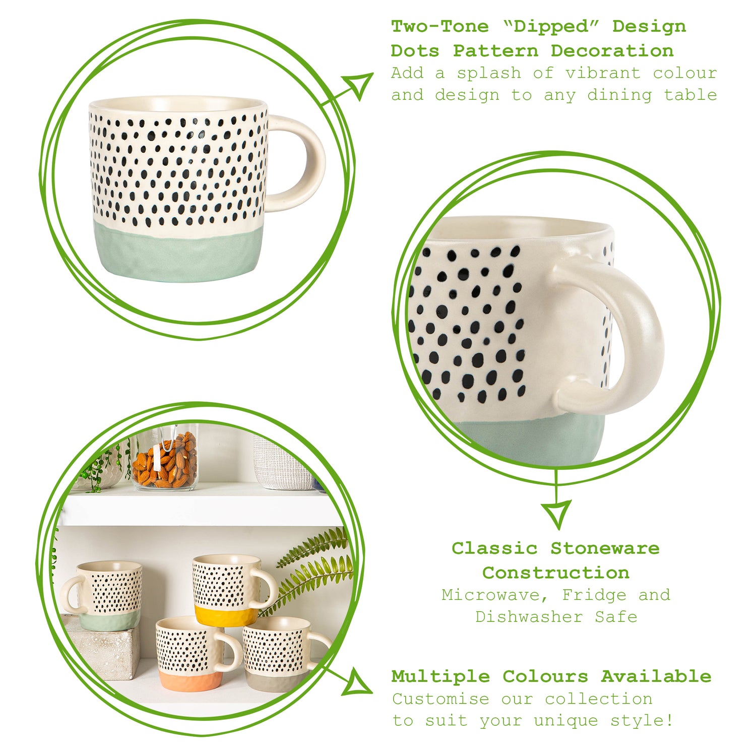 Dipped Stoneware Dots Coffee Mug - 385ml - Blue