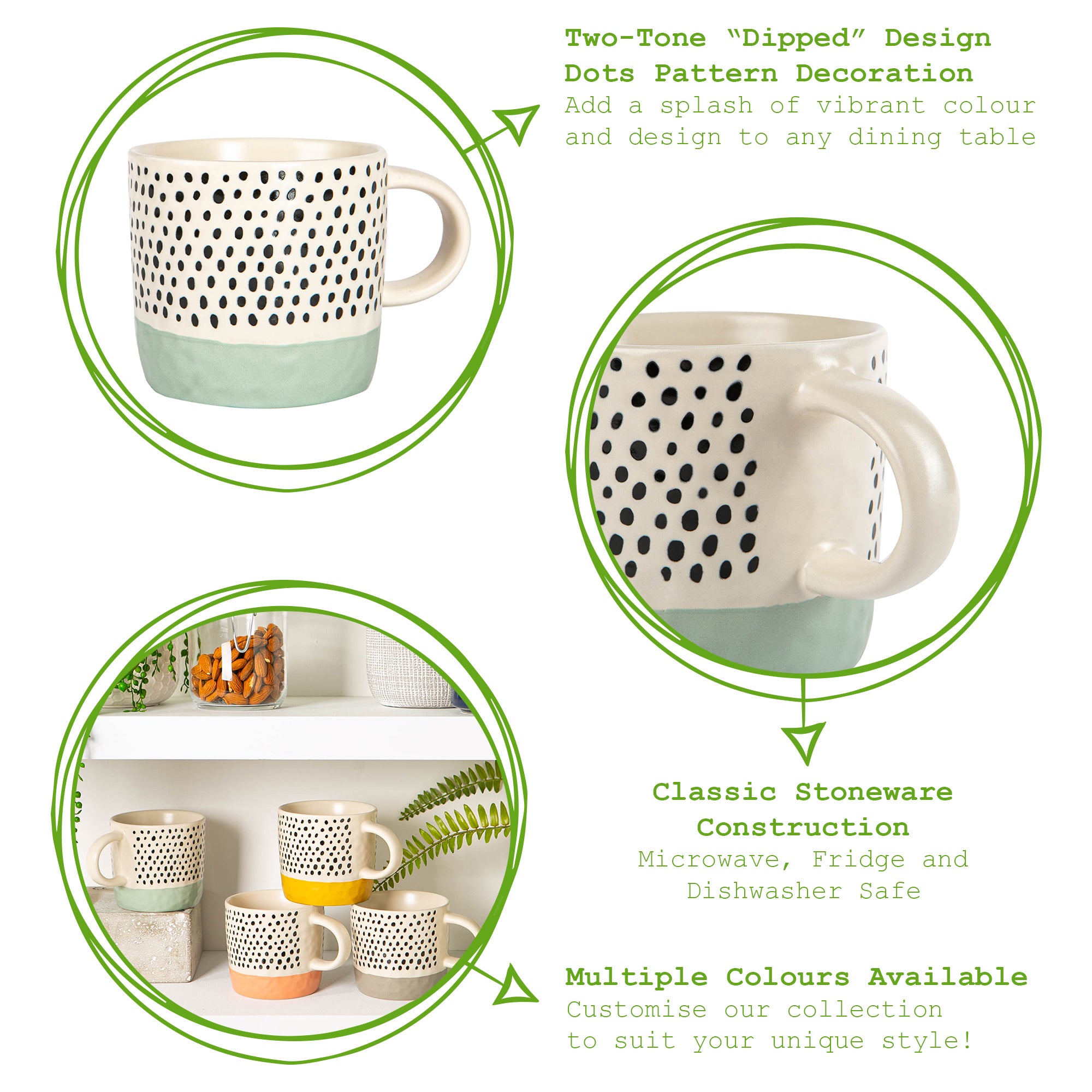 Dipped Stoneware Dots Coffee Mug - 385ml - Blue