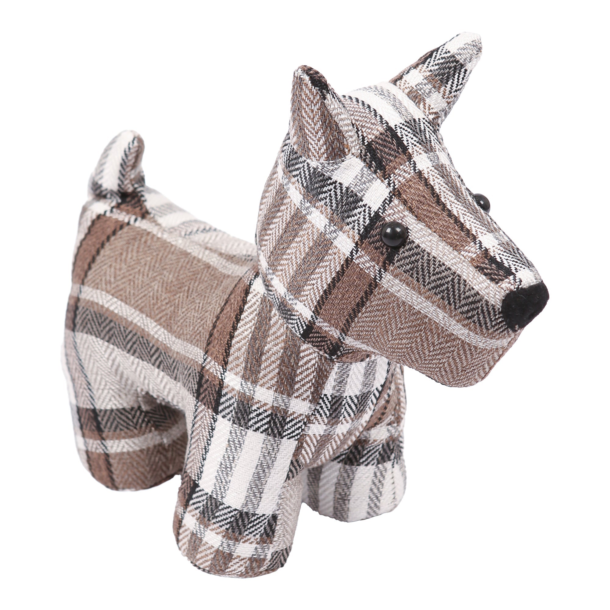 Nicola Spring Bentley the Dog Fabric Household Door Stop - Brown Tartan