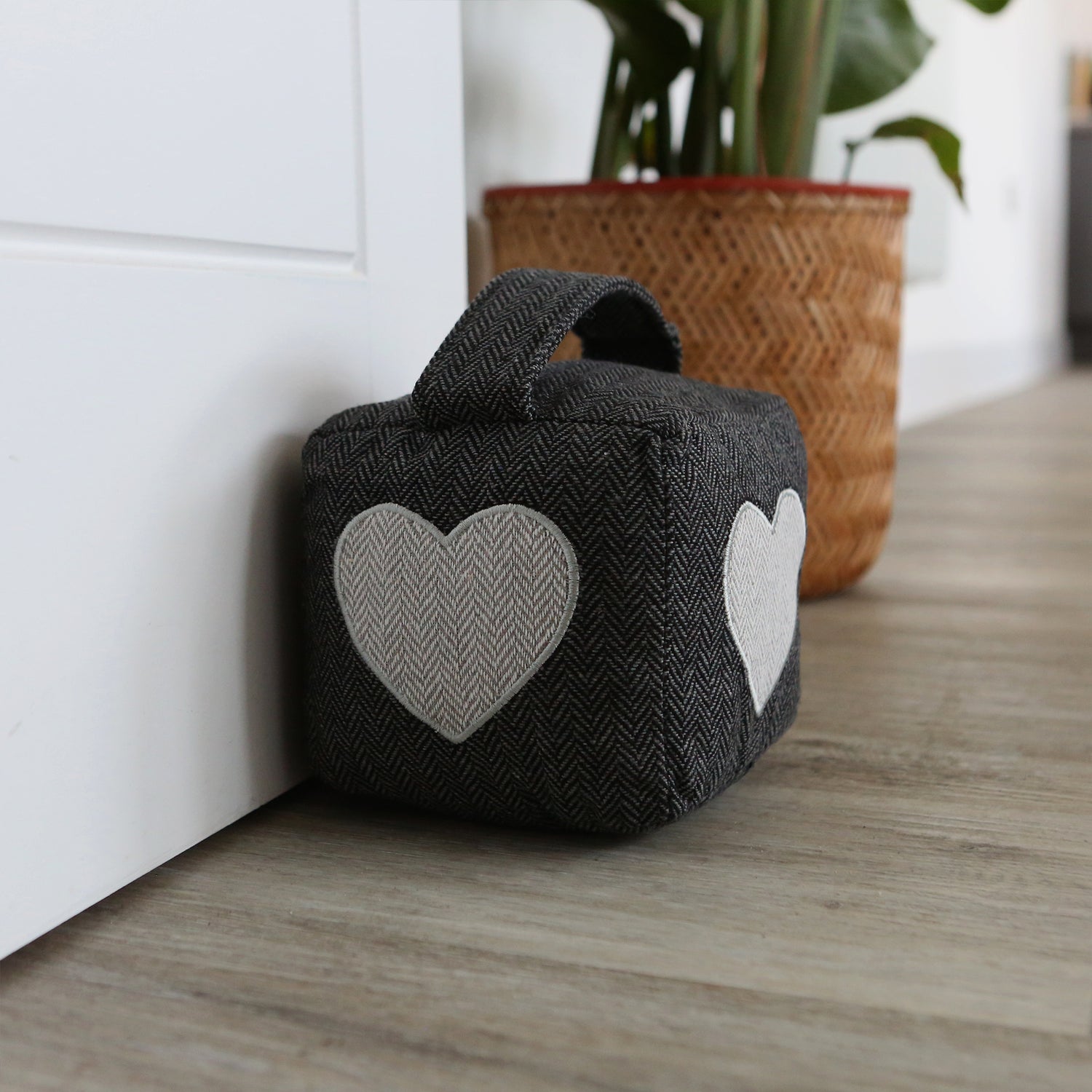 Nicola Spring Fabric Door Stopper - Heart Herringbone