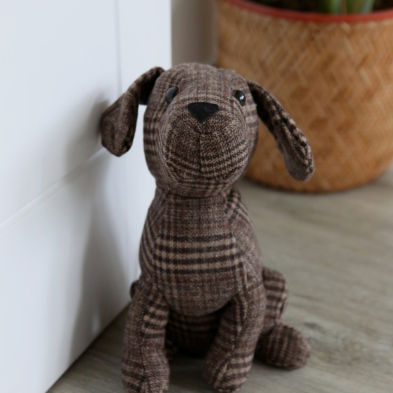 Nicola Spring Milo the Dog Fabric Household Door Stop - Brown