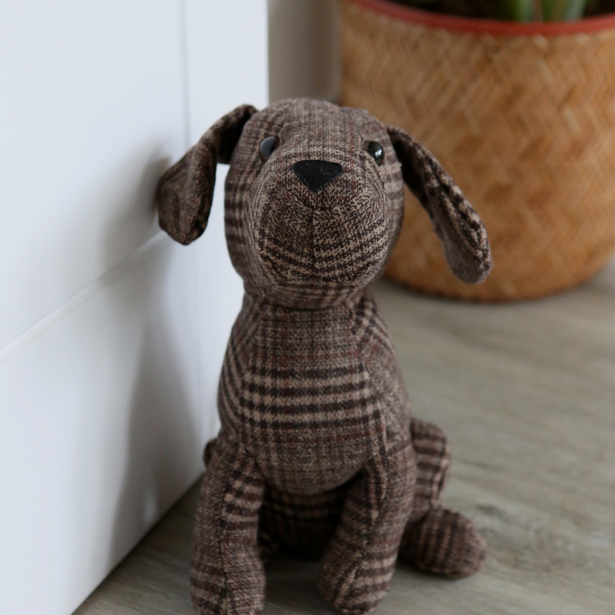Nicola Spring Milo the Dog Fabric Household Door Stop - Brown
