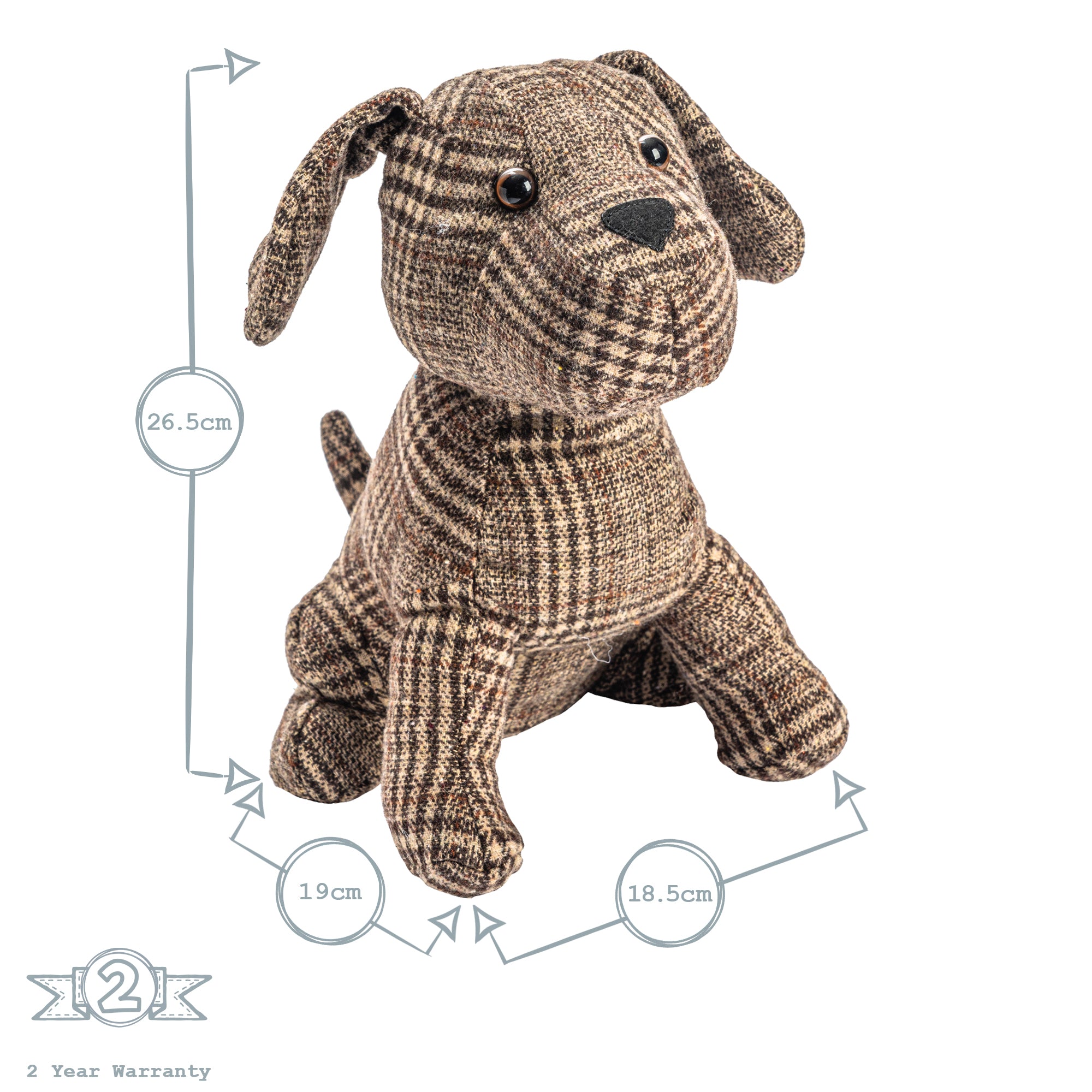 Nicola Spring Milo the Dog Fabric Household Door Stop - Brown