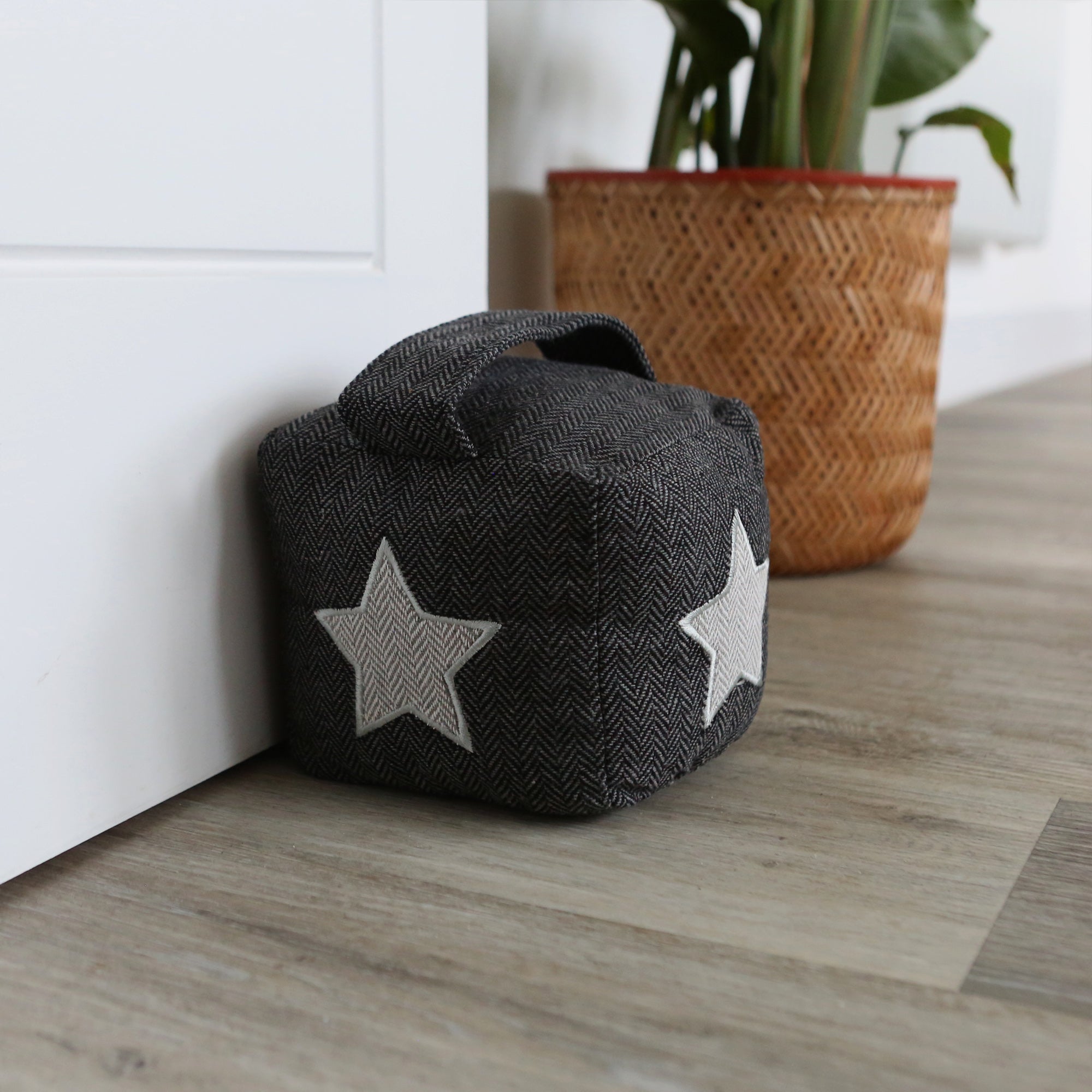 Nicola Spring Fabric Door Stop - Star - Grey