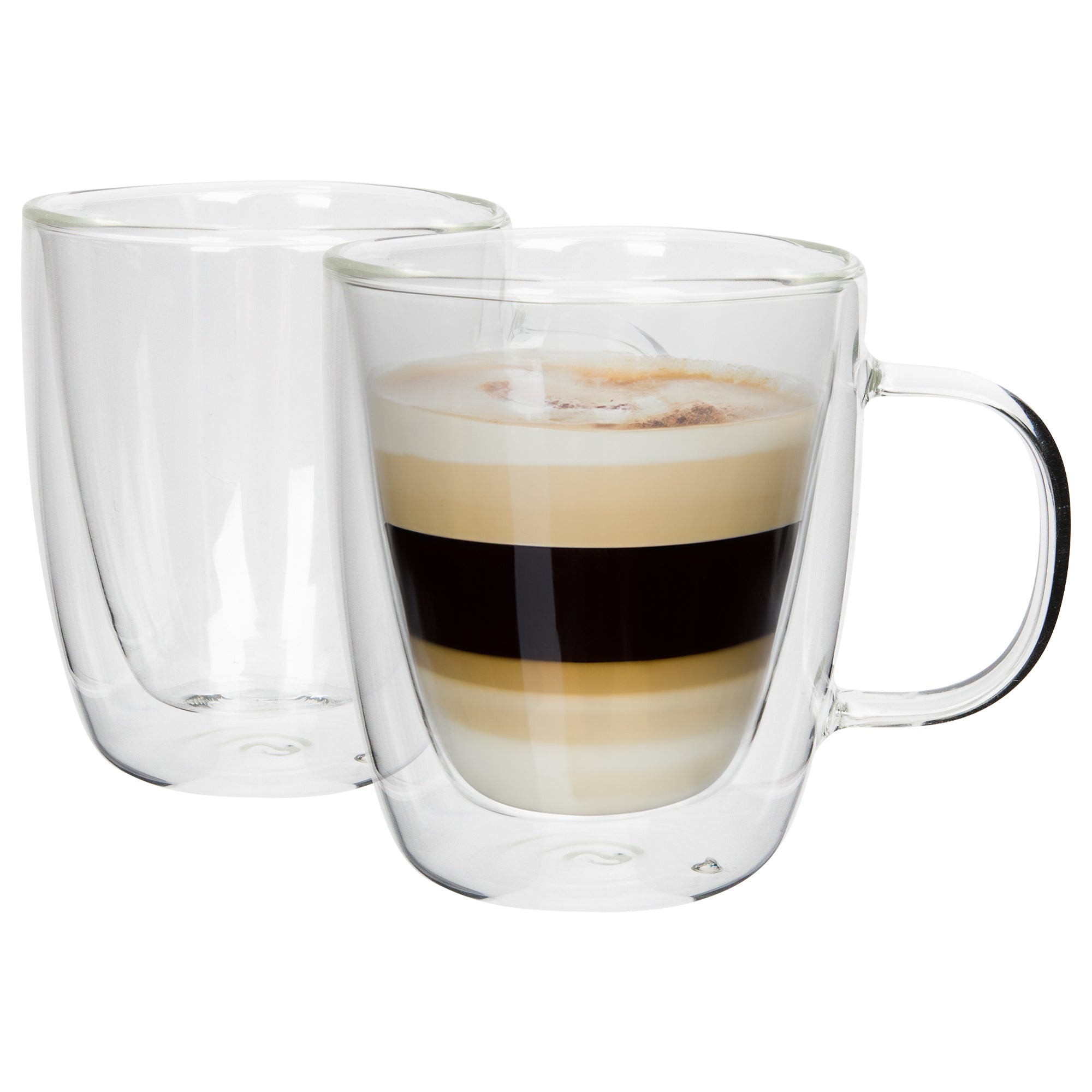 386ml Double-Walled Glass Coffee Cups - Pack of Two - By Rink Drink