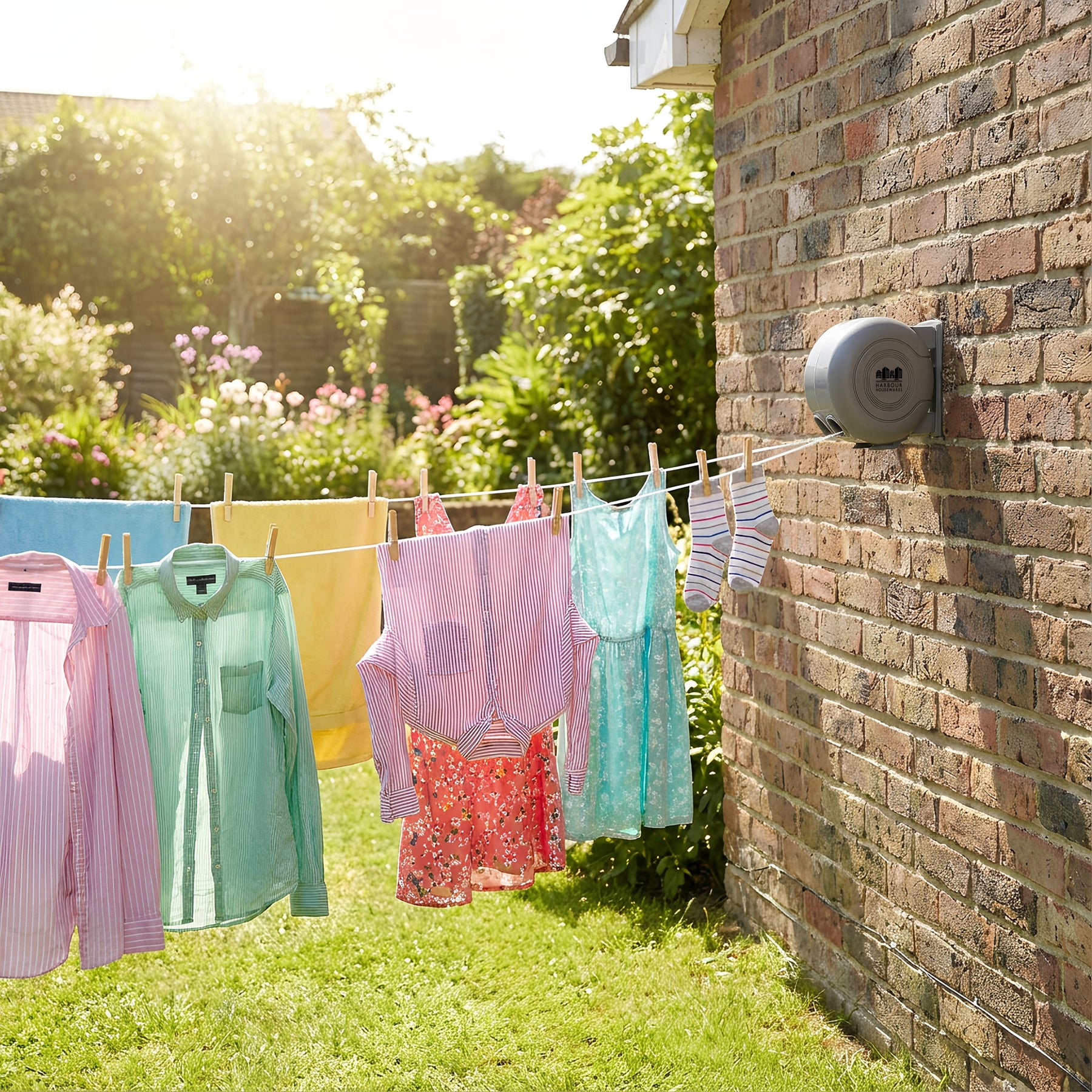 2 x 15M Retractable Dual Cord Washing Line - Grey