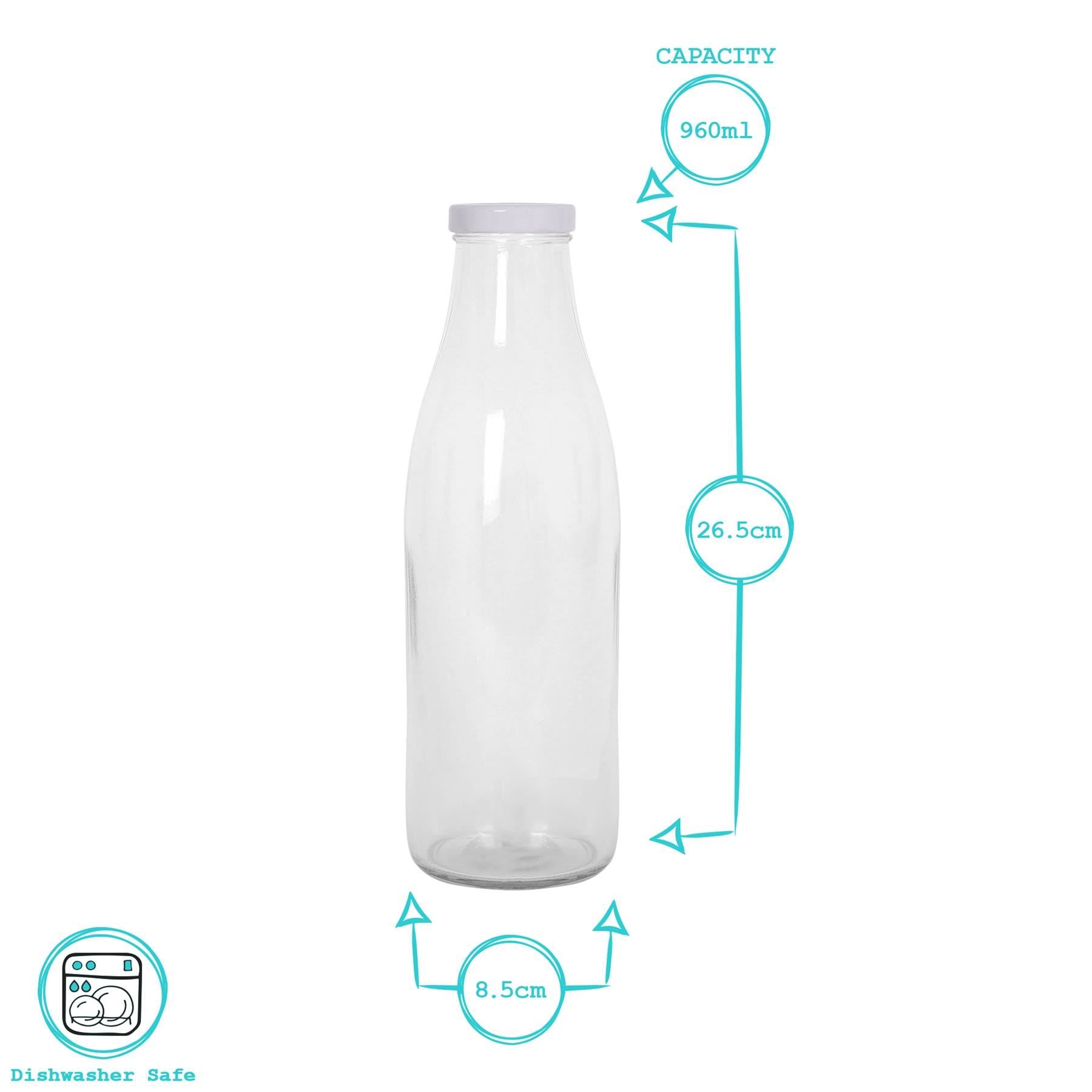 960ml Glass Water Bottle with Metal Lid
