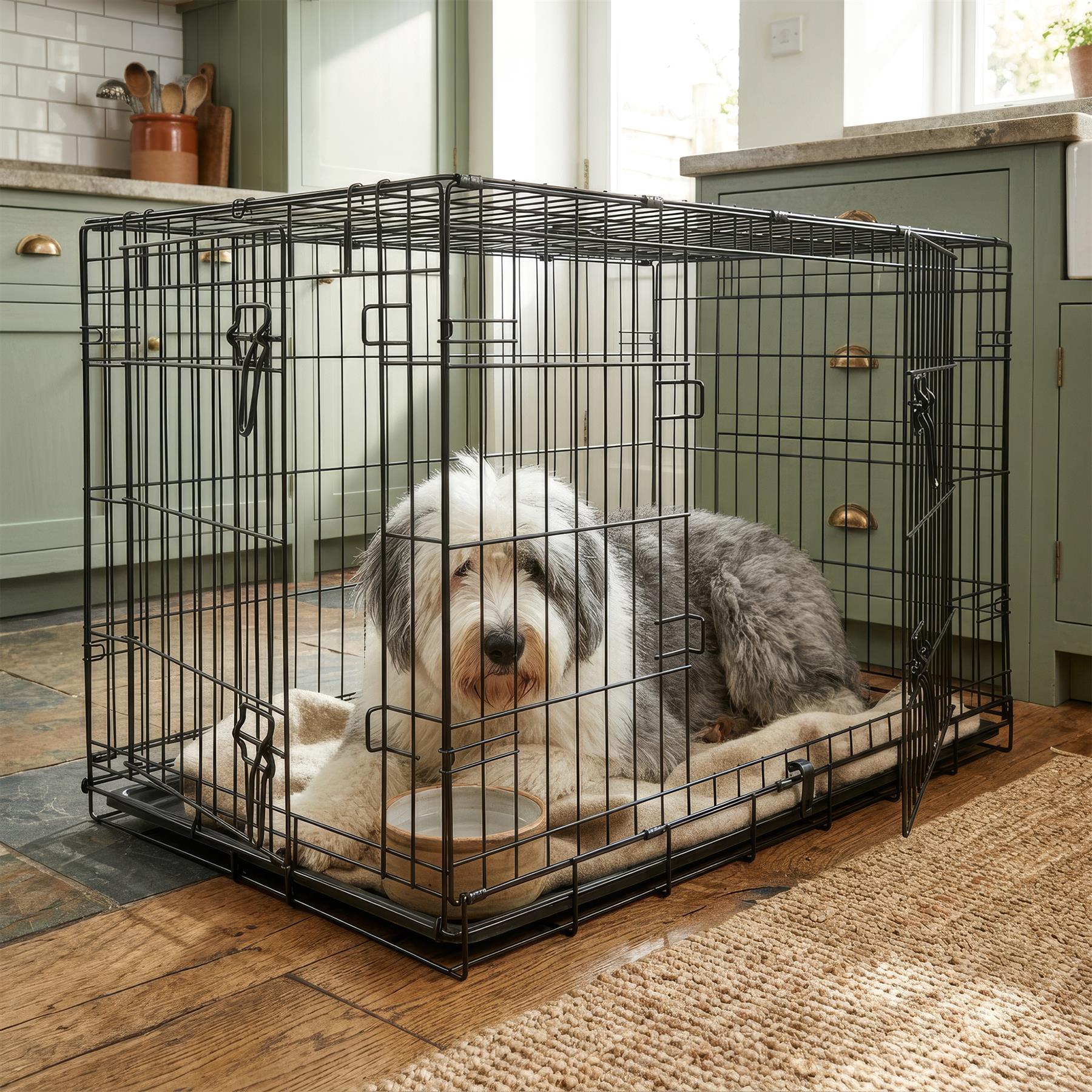 2 Door Metal Dog Crate with Removable Tray - Large