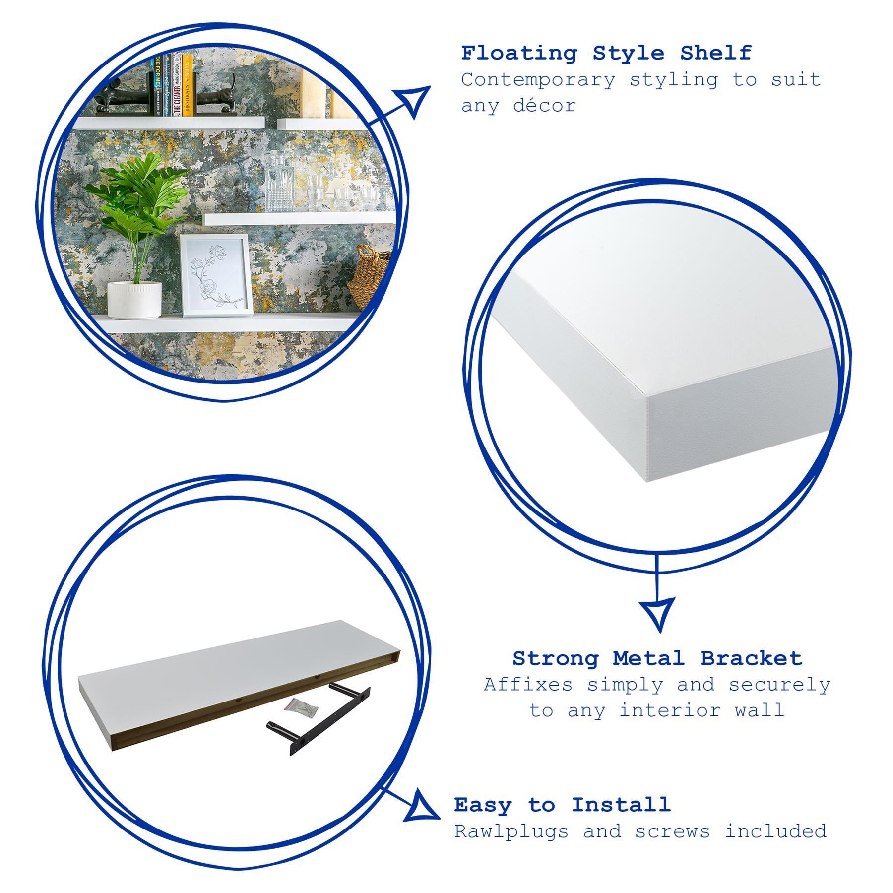 100cm Modern Floating Wall Shelf - White