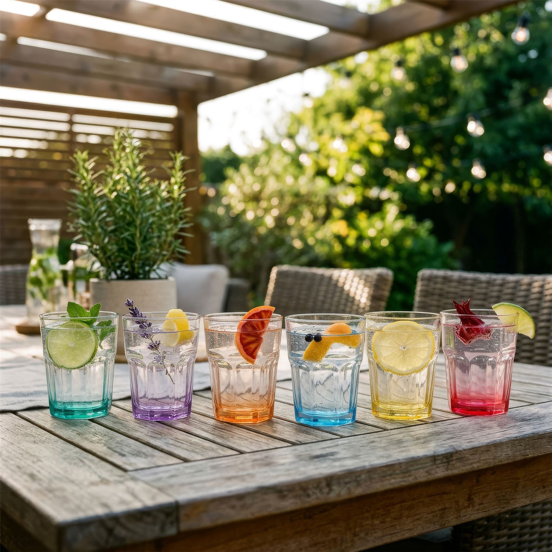 285ml Panelled Glass Tumbler with Coloured Base