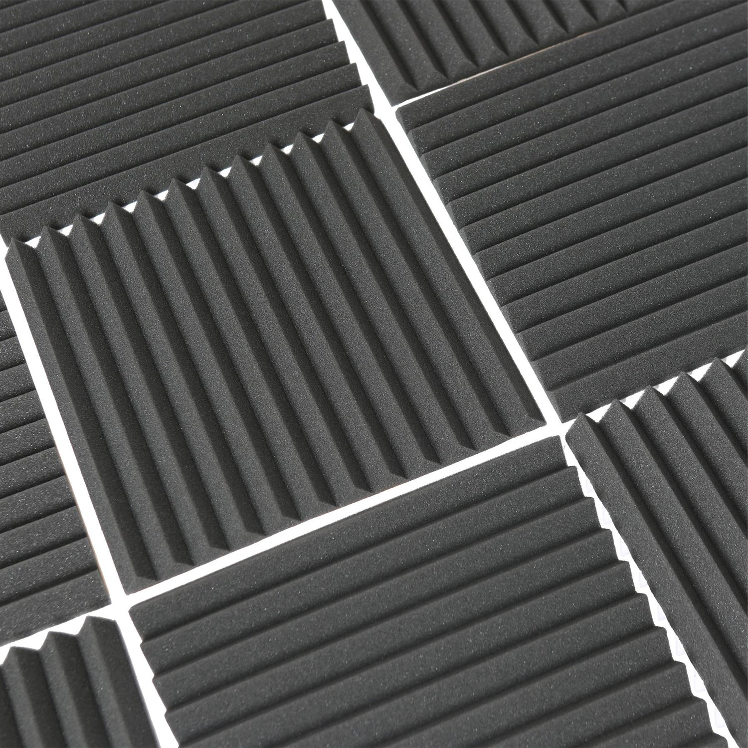 Square Foam Acoustic Panels - 2.5 x 30 x 30cm - Black - Pack of 12