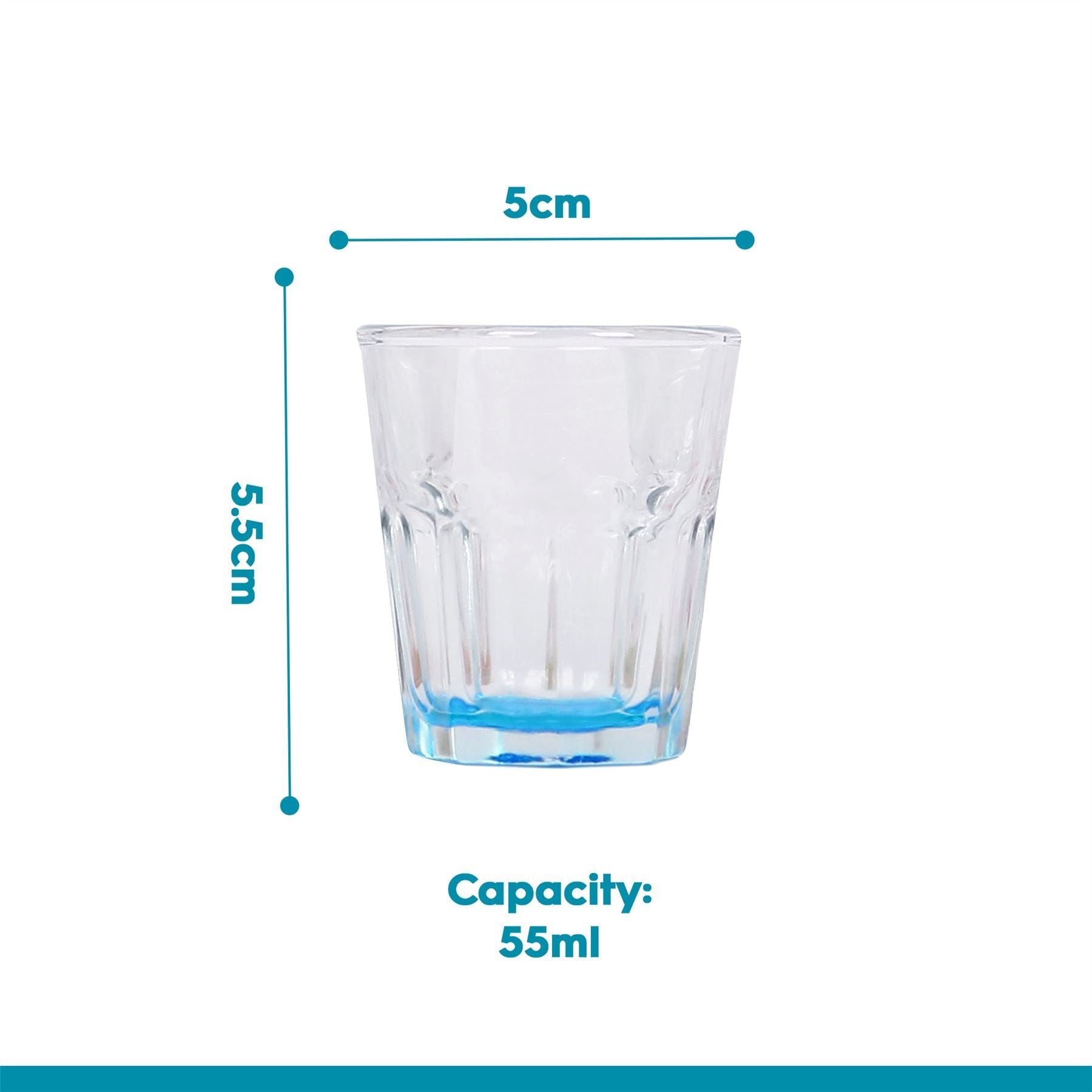55ml Panelled Shot Glass with Coloured Base