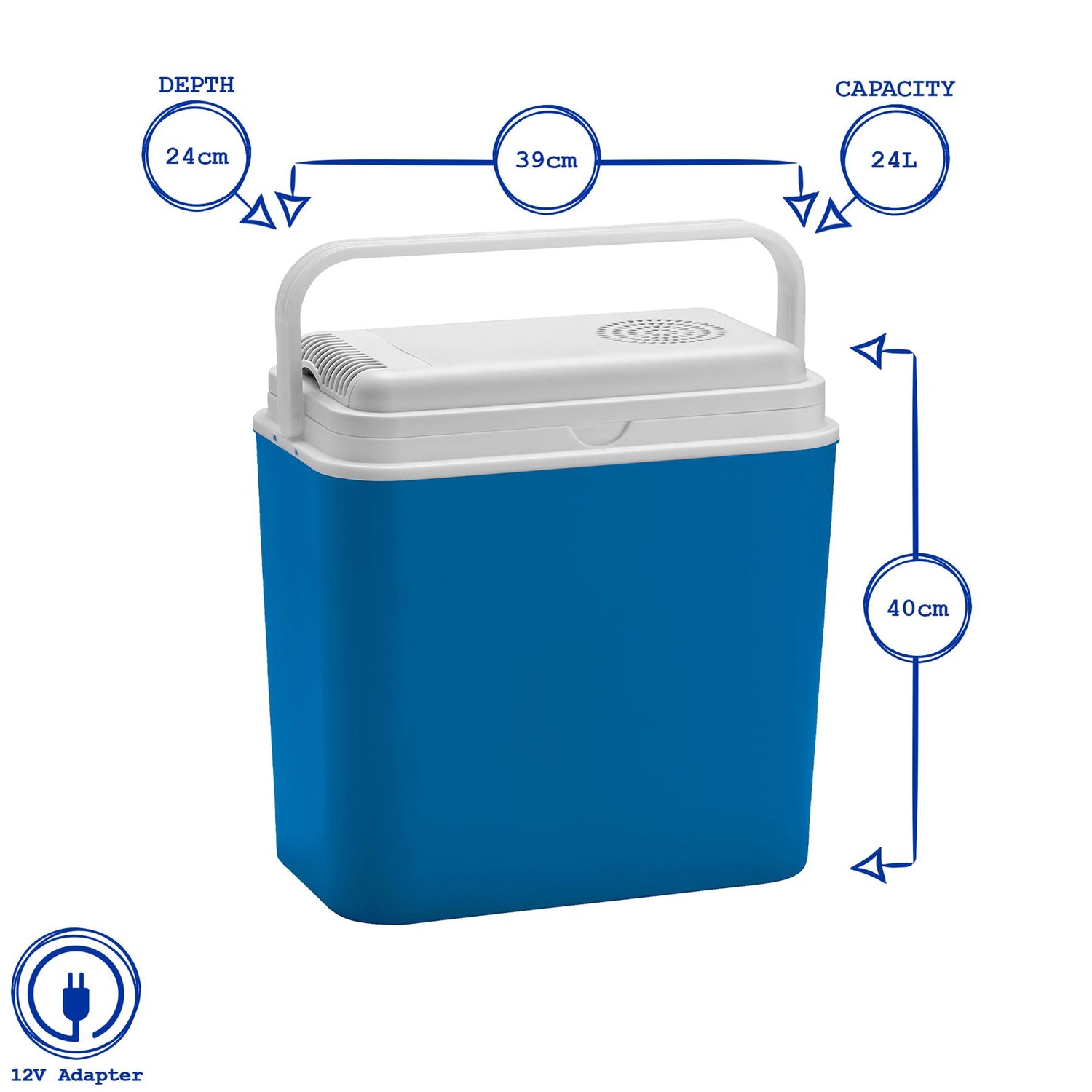 24L 12V Electric Cool Box - Blue