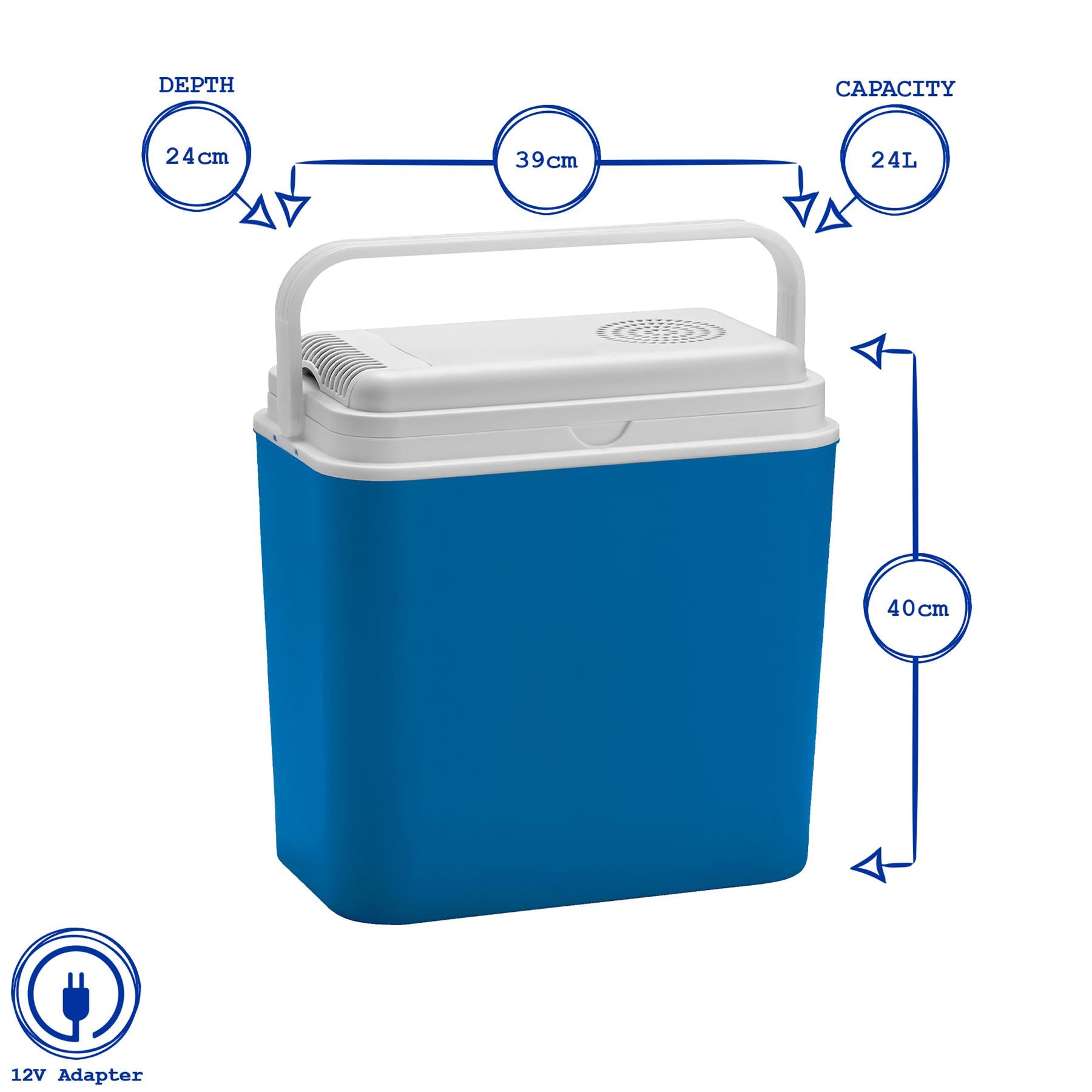 24L 12V Electric Cool Box - Blue