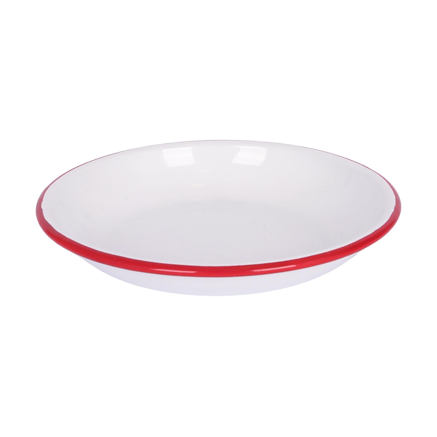 White Enamel Pasta Bowl - 20cm - Red