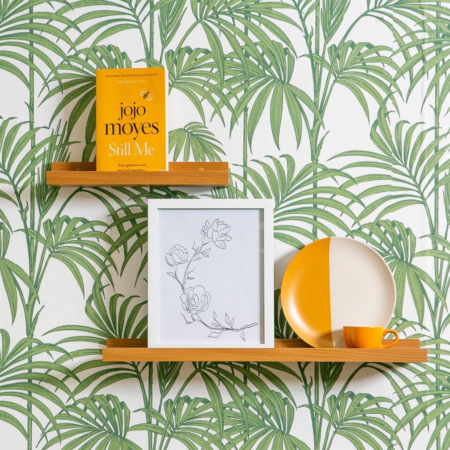 57cm Floating Picture Ledge Wall Shelf - Natural Beech