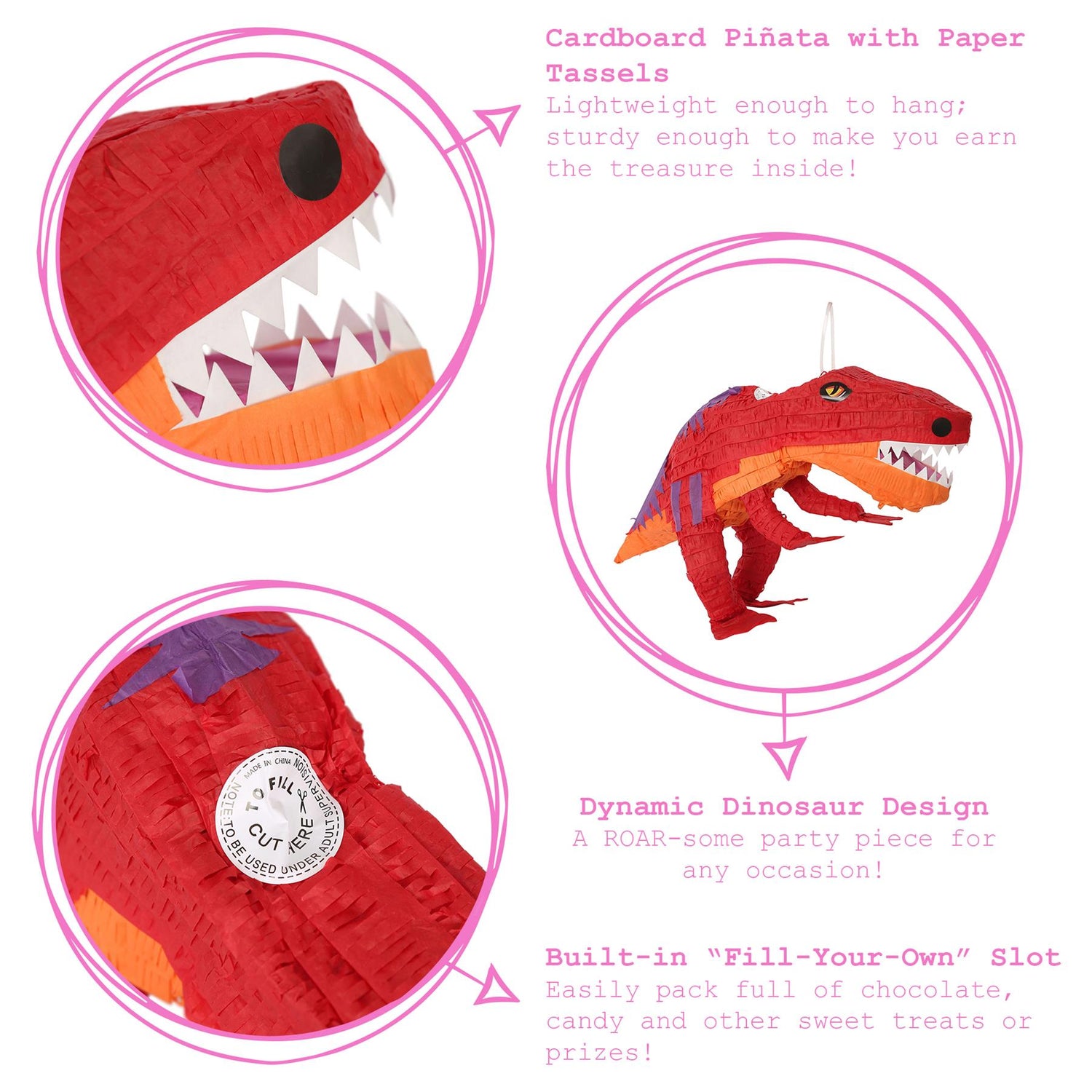 T-Rex Pinata & Blindfold Set - Red