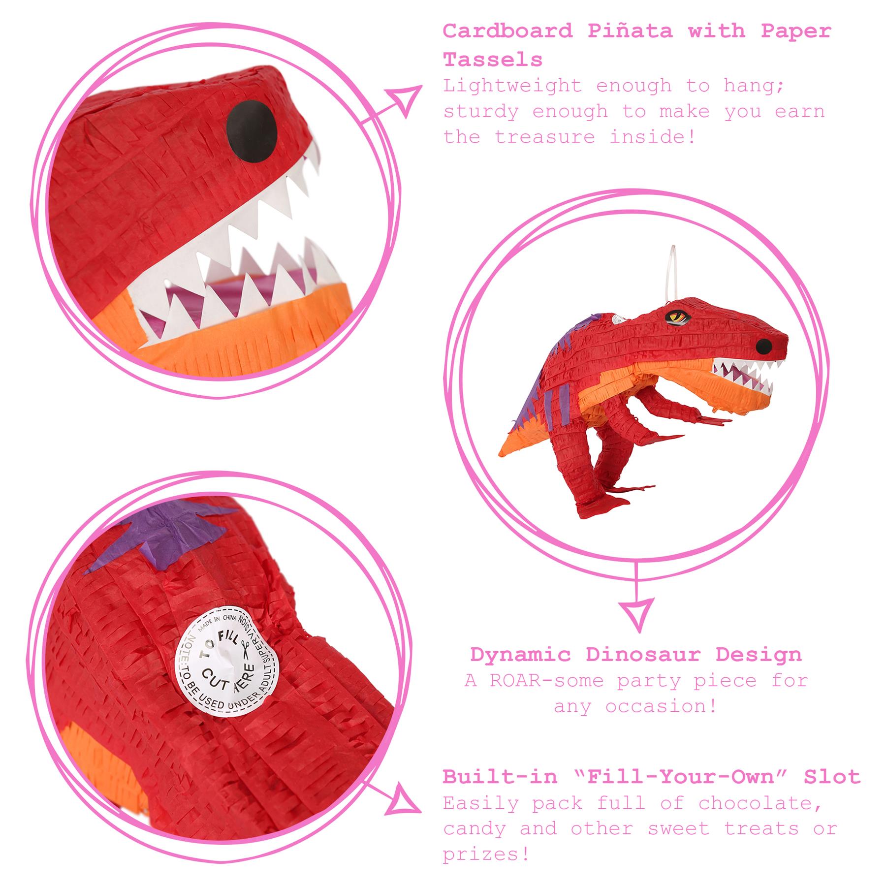 T-Rex Pinata & Blindfold Set - Red