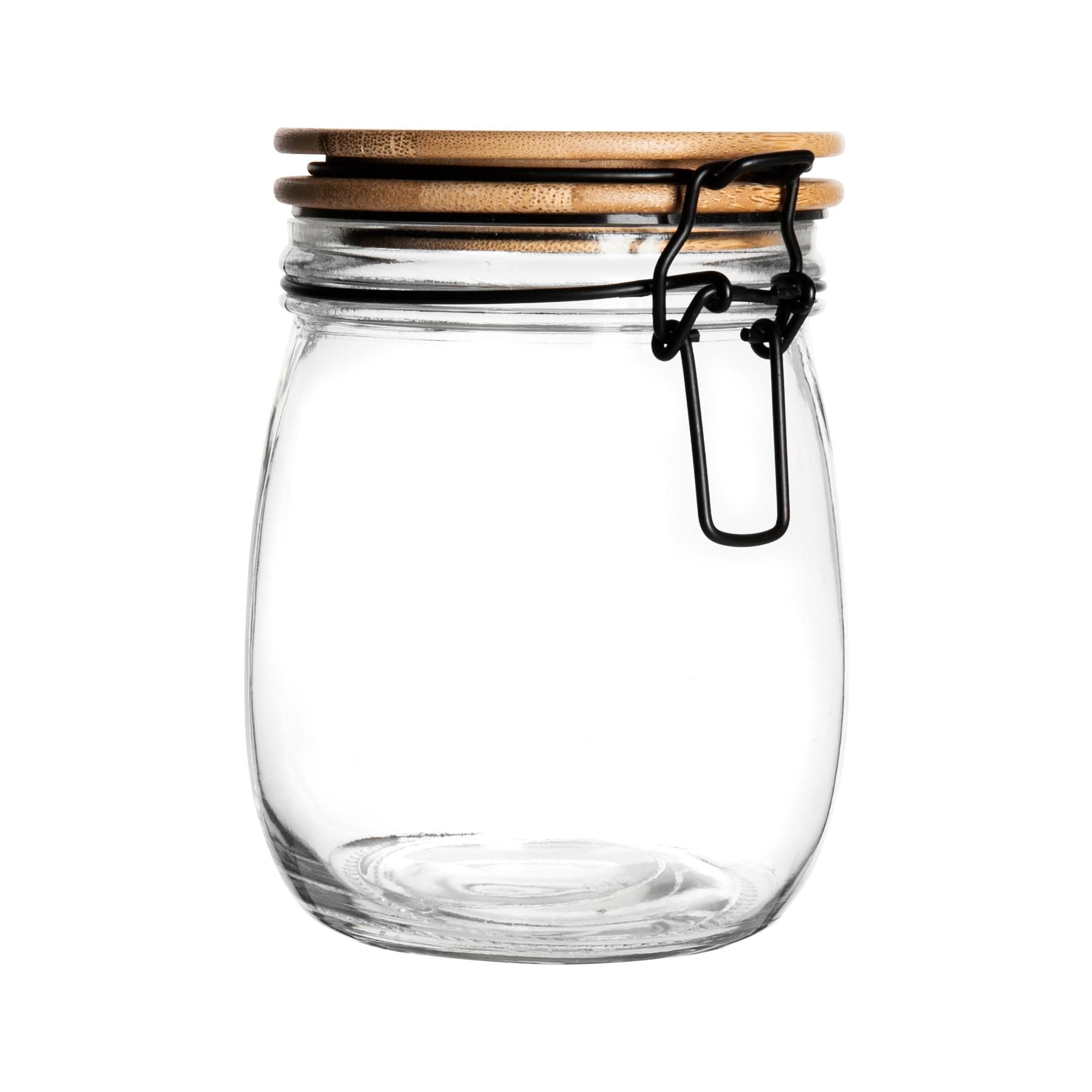 Argon Tableware Airtight Storage Jar with Wooden Lid - Clear Seal - 750ml