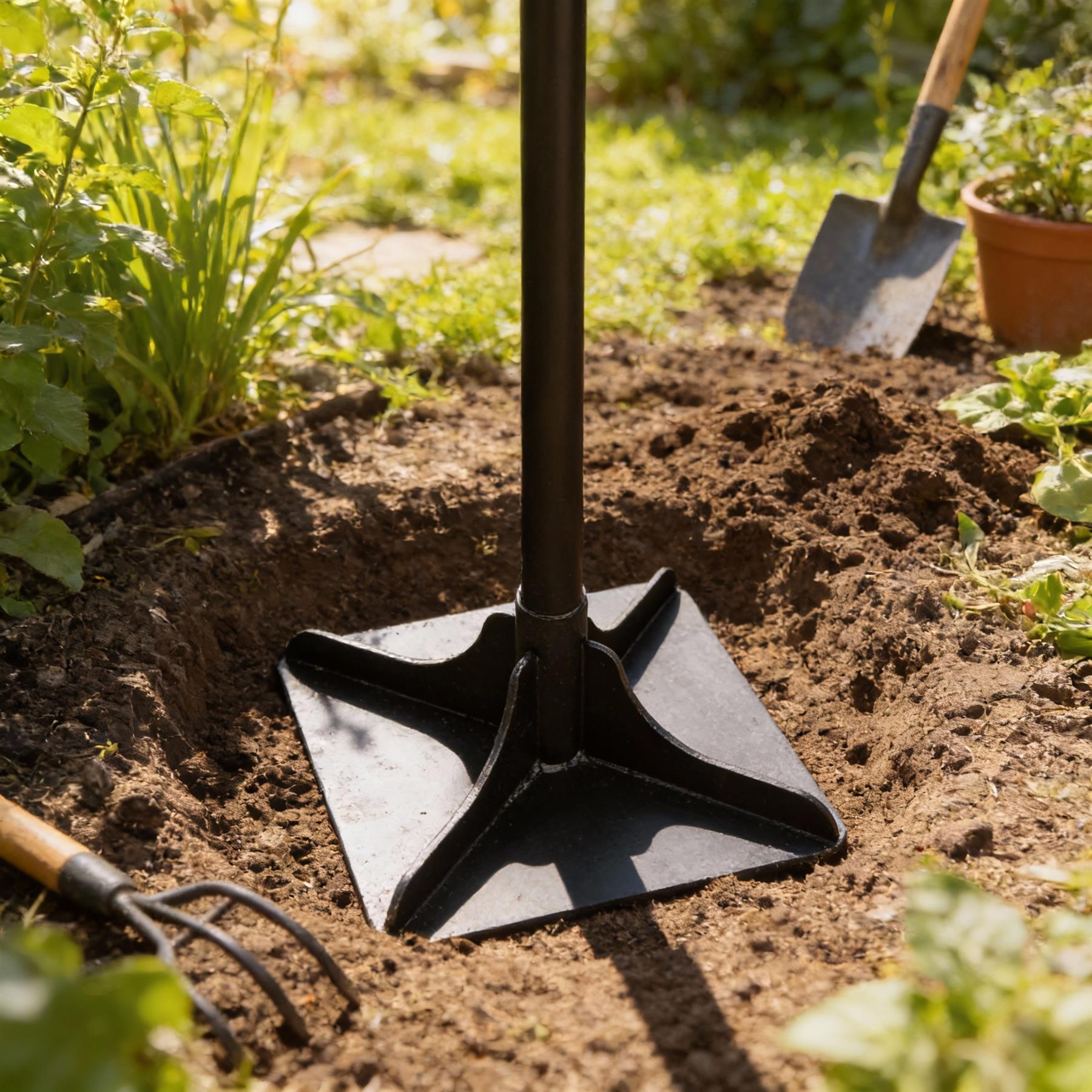 20cm Ground Tamper with 1.22M Handle - Black