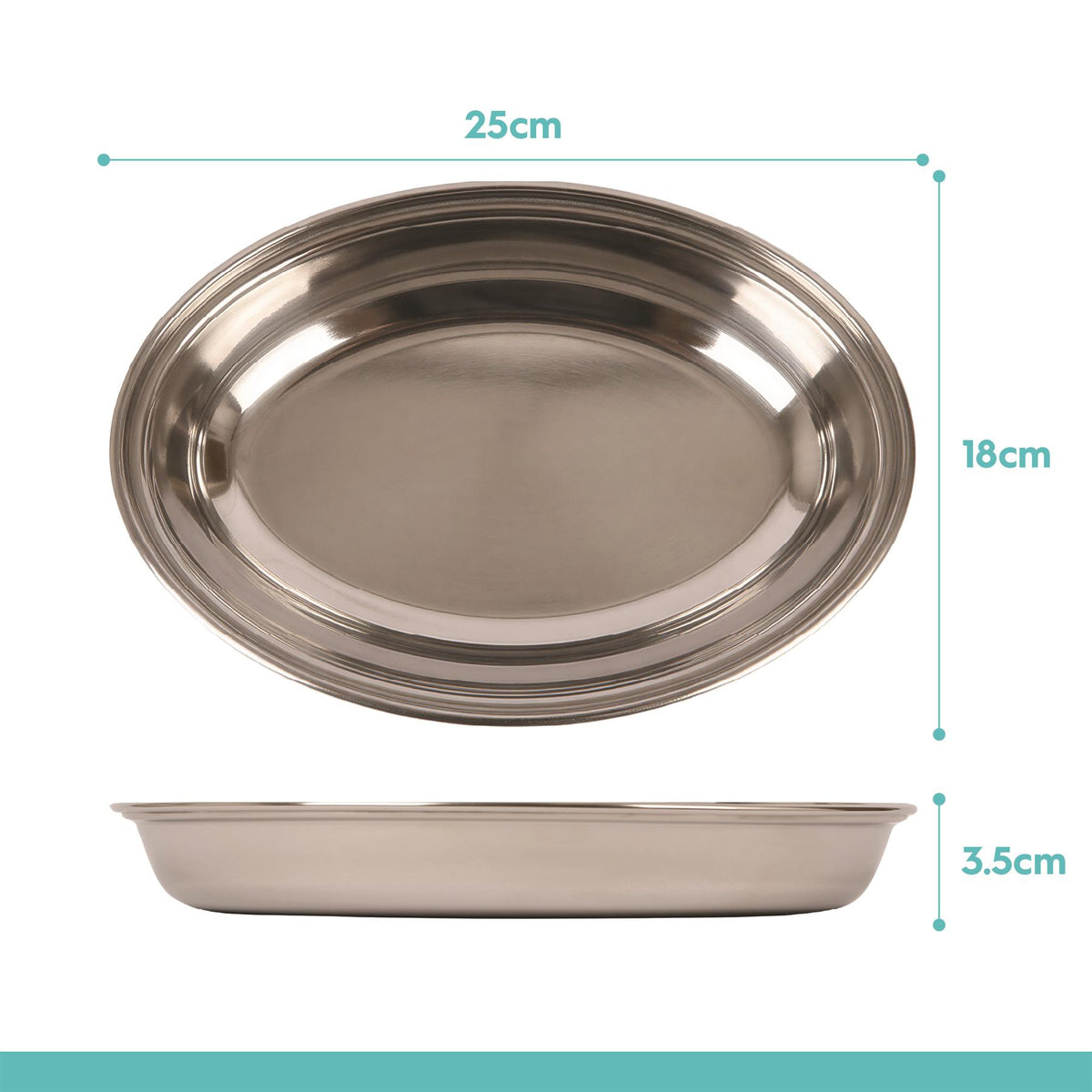 Deep Oval Stainless Steel Serving Dish - 25 x 18cm